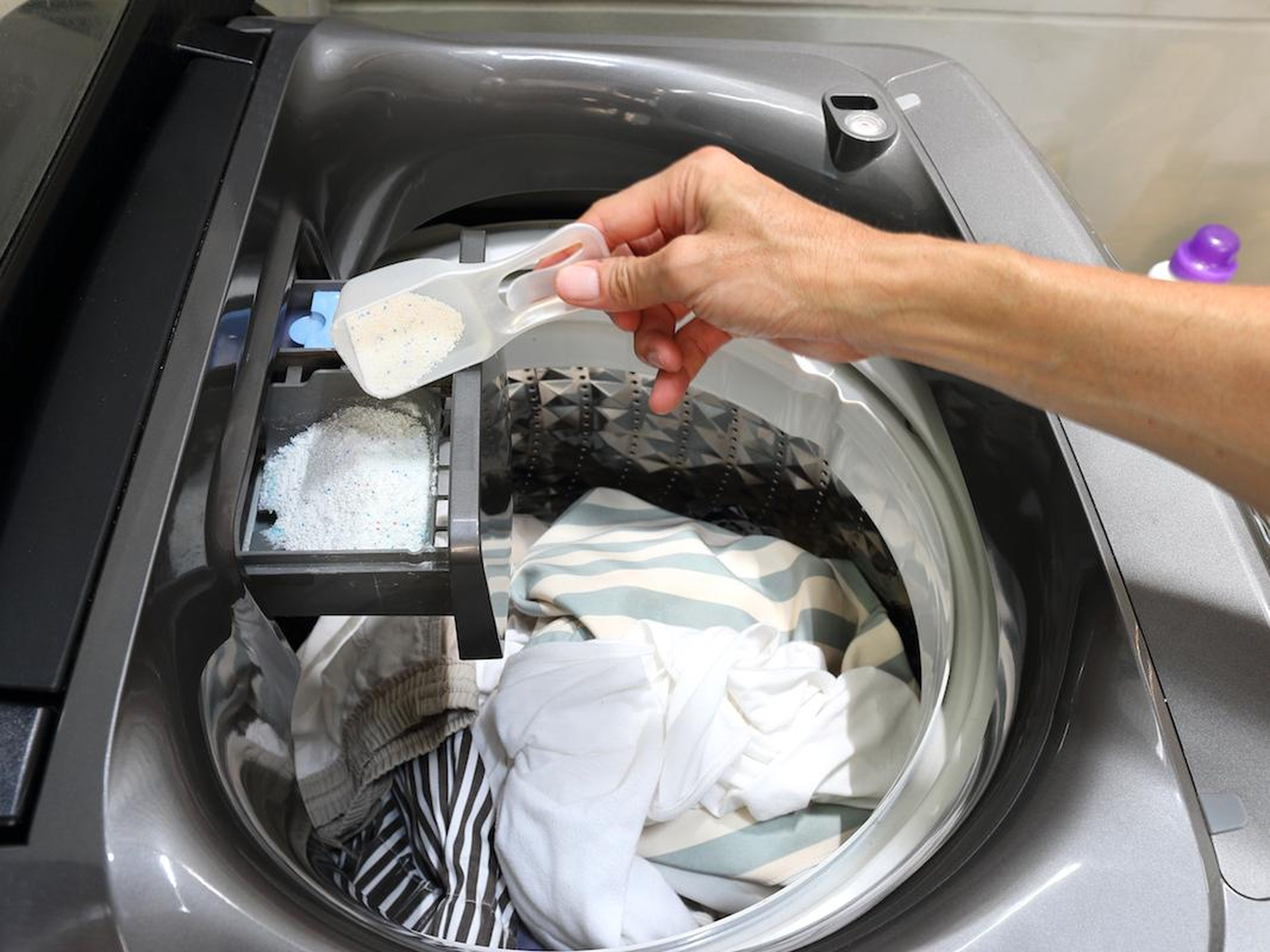 Doing less than a full load of laundry wastes water and energy.