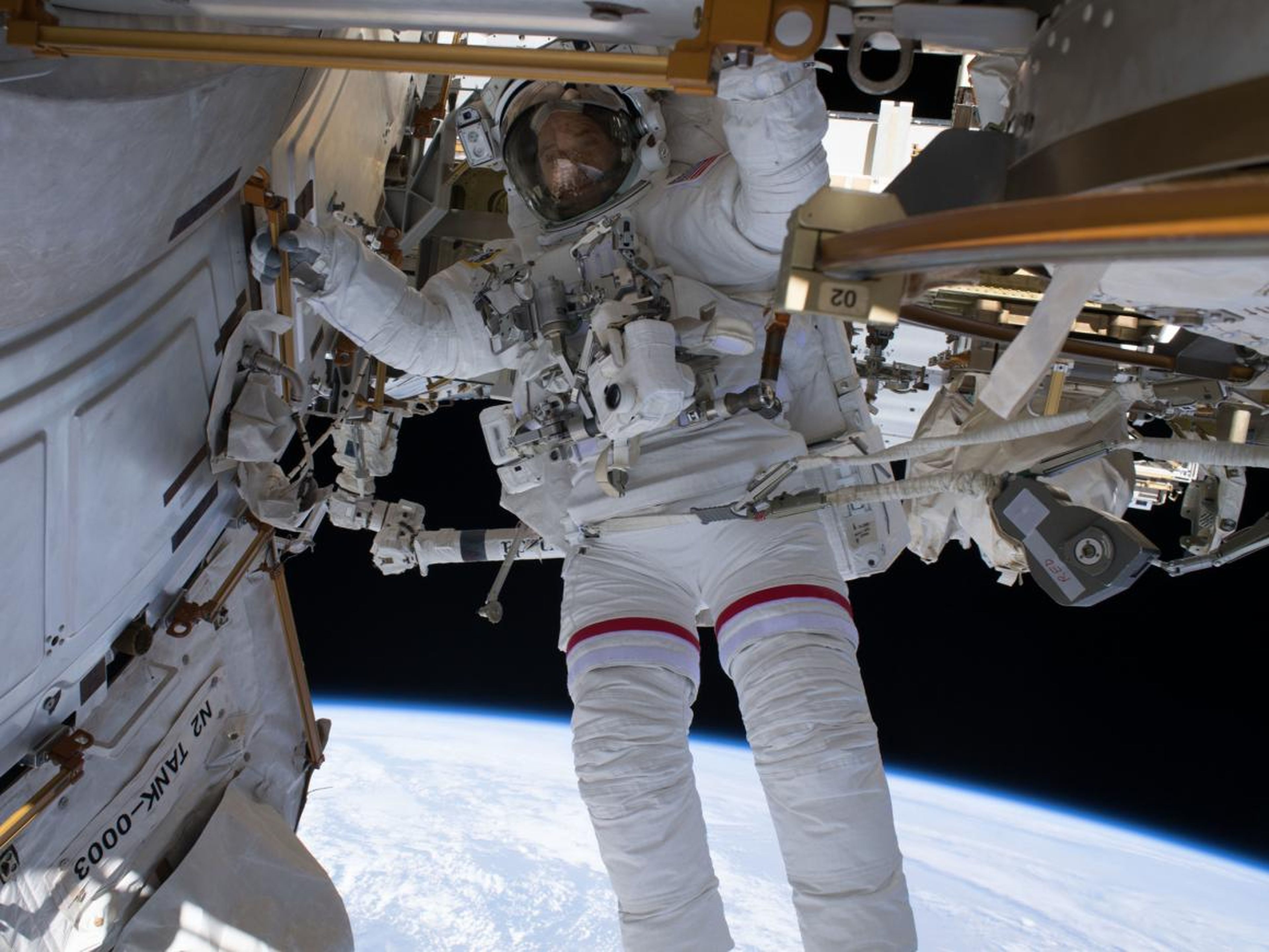 NASA astronaut Ricky Arnold is pictured during a spacewalk on June 14, 2018.