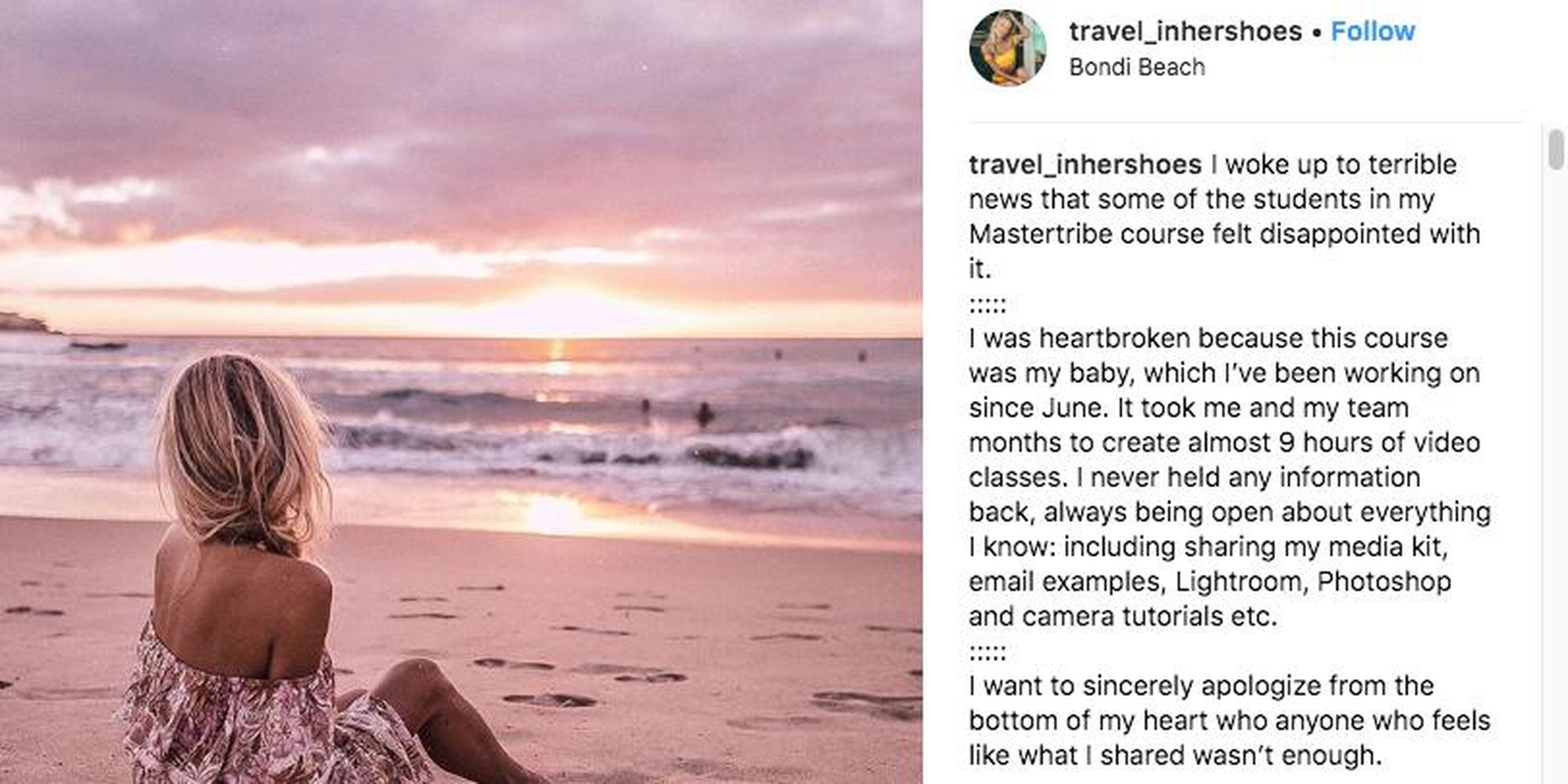 Aggie Lal, who’s instagram @travel_inhershoes, apologized to her followers