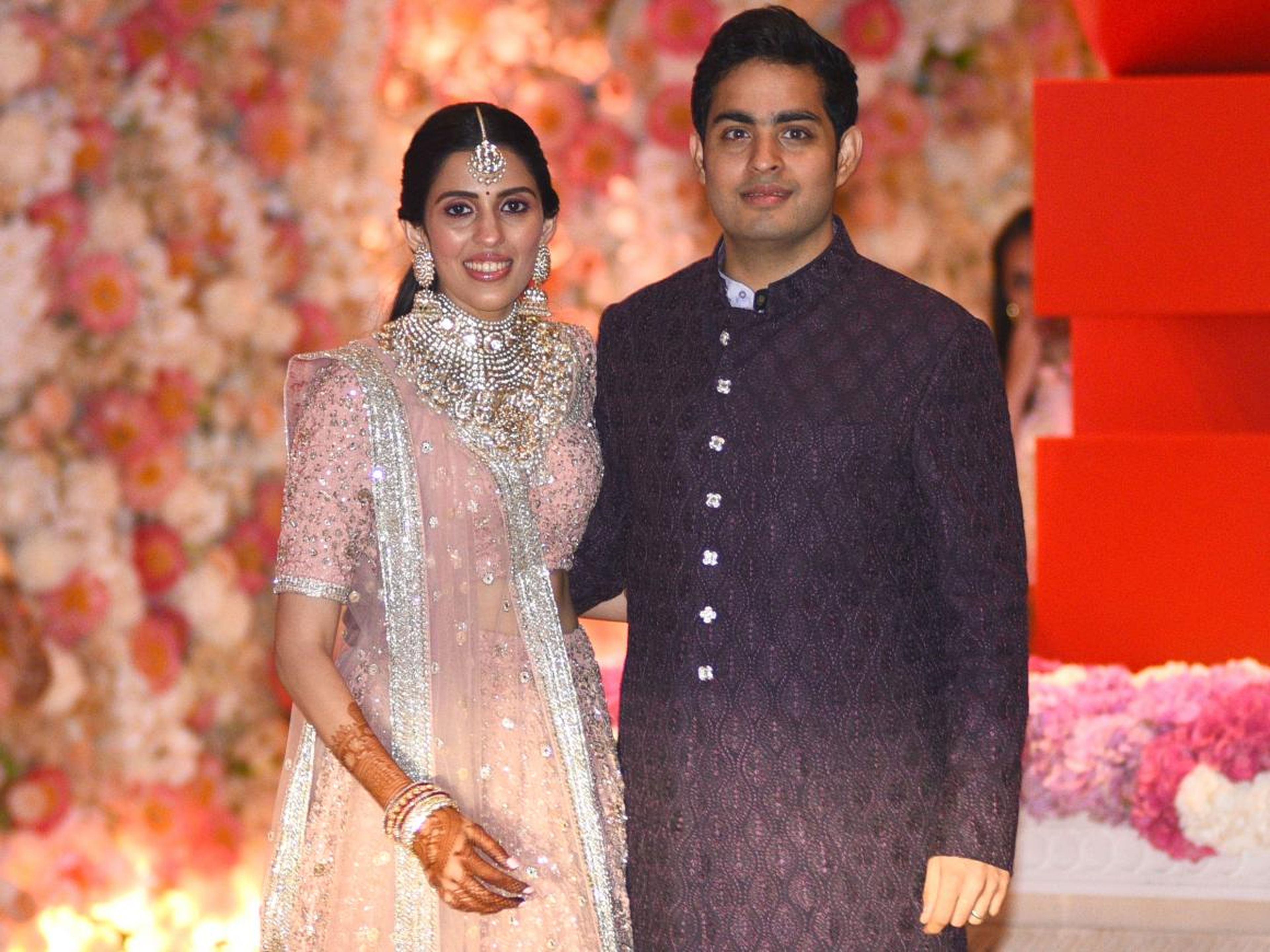Akash Ambani and fiancee Shloka Mehta at their pre-engagement party in Mumbai in June 2018.