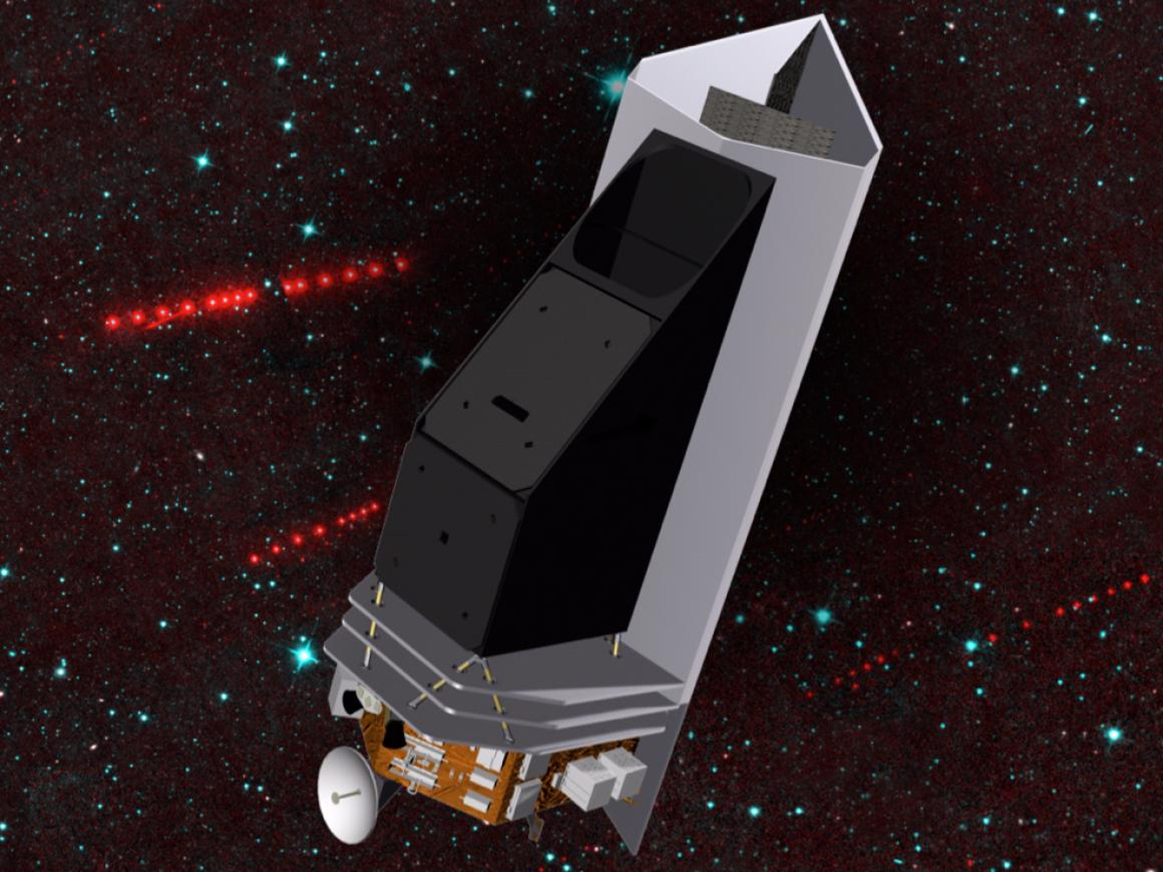 Un concepto artístico del telescopio para la caza de asteroides NEOCam.