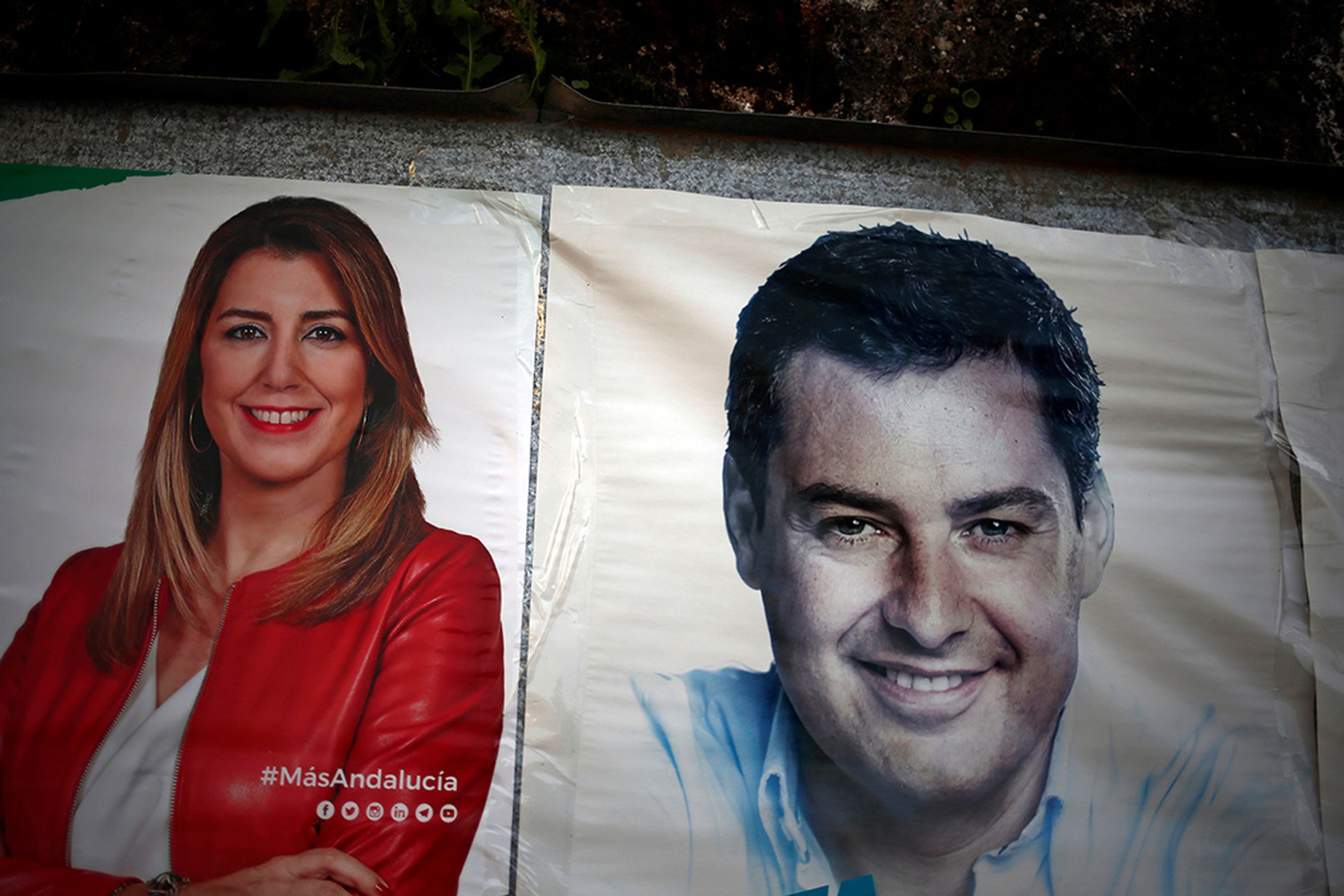 Carteles electorales de Susana Díaz y Juanma Moreno
