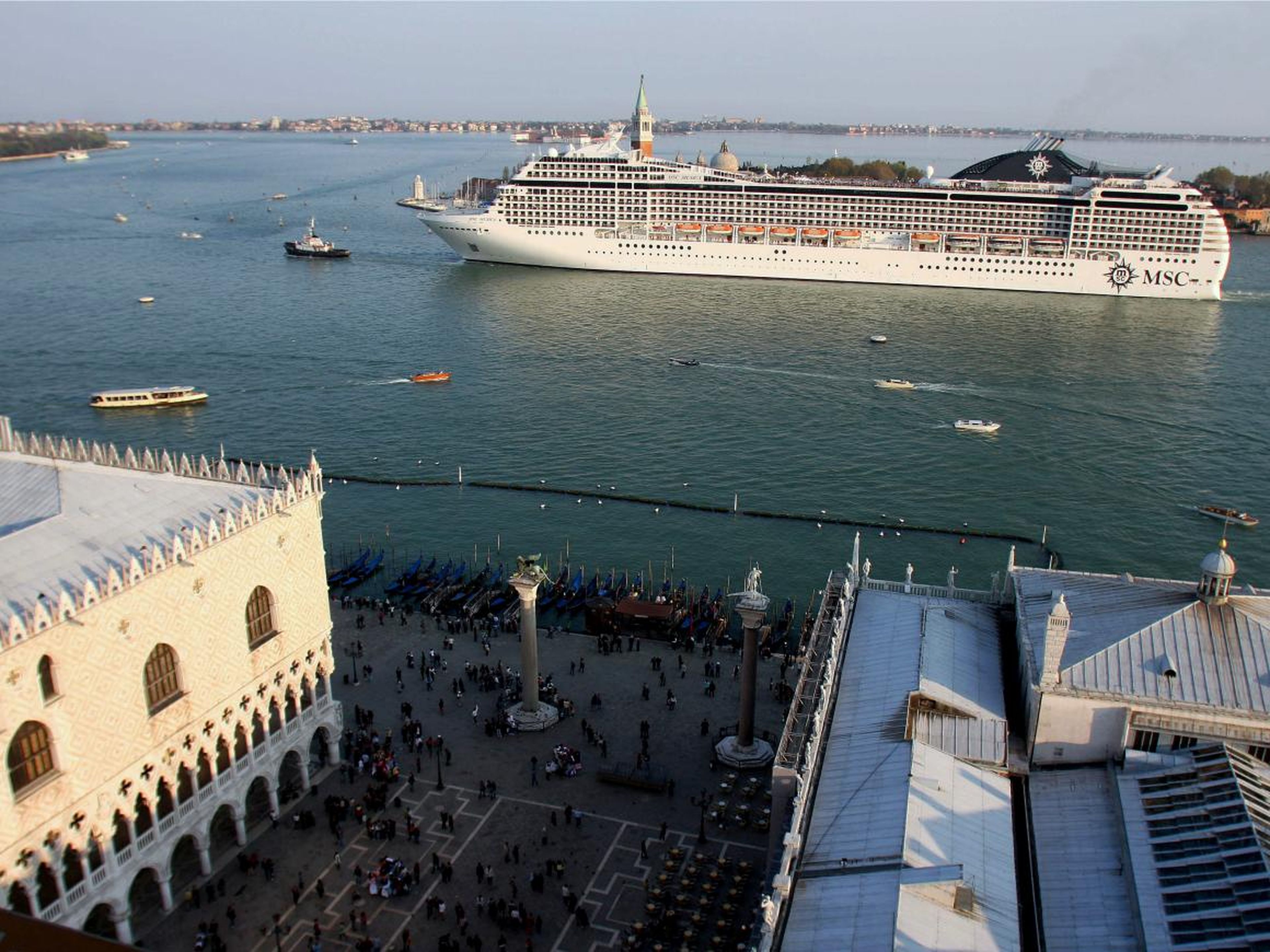 Critics say that even cruise ships passing nearby will damage the fragile ecosystem of the Venice lagoon.