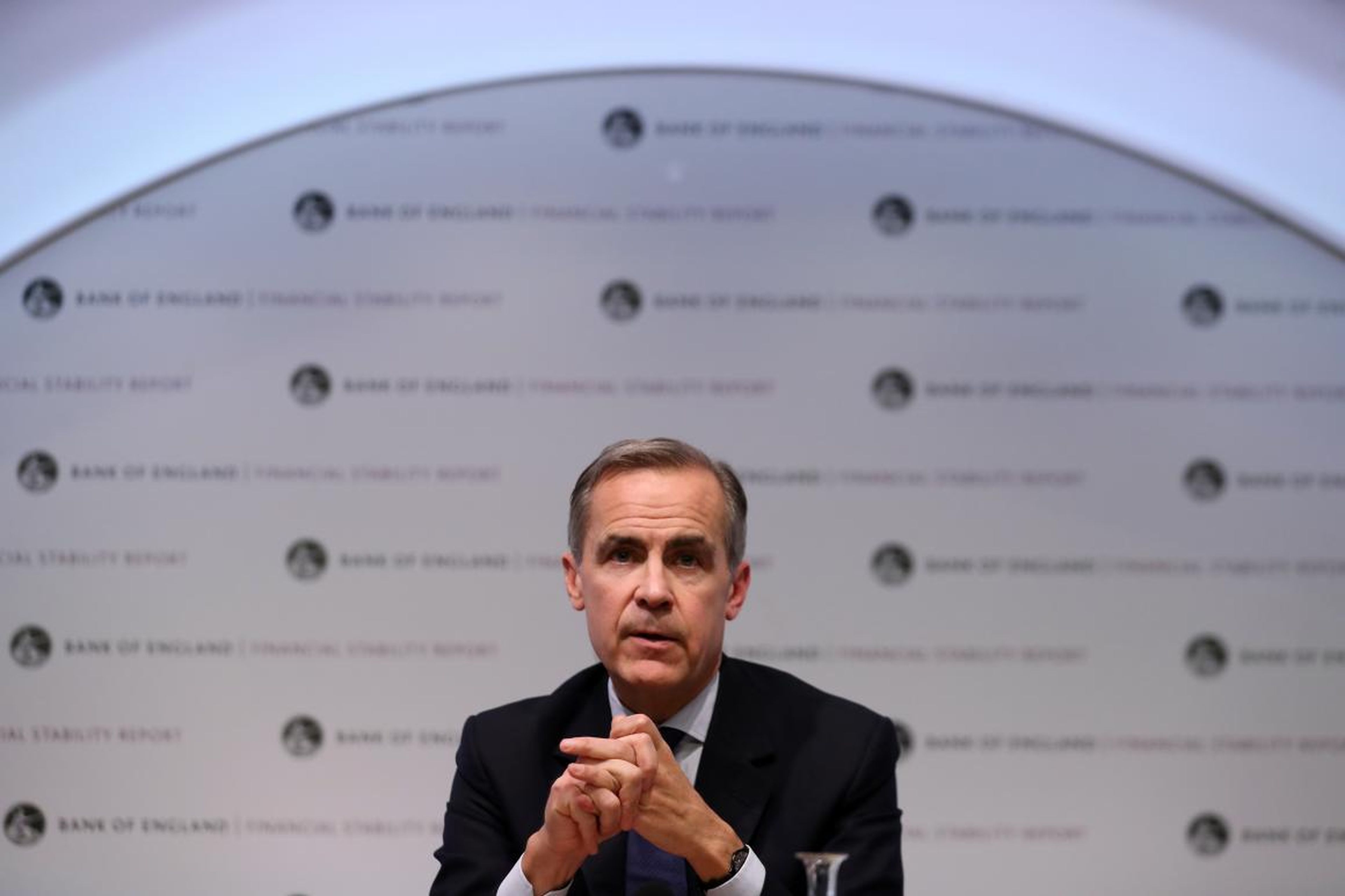 Mark Carney hosts a Financial Stability Report press conference at the Bank of England.