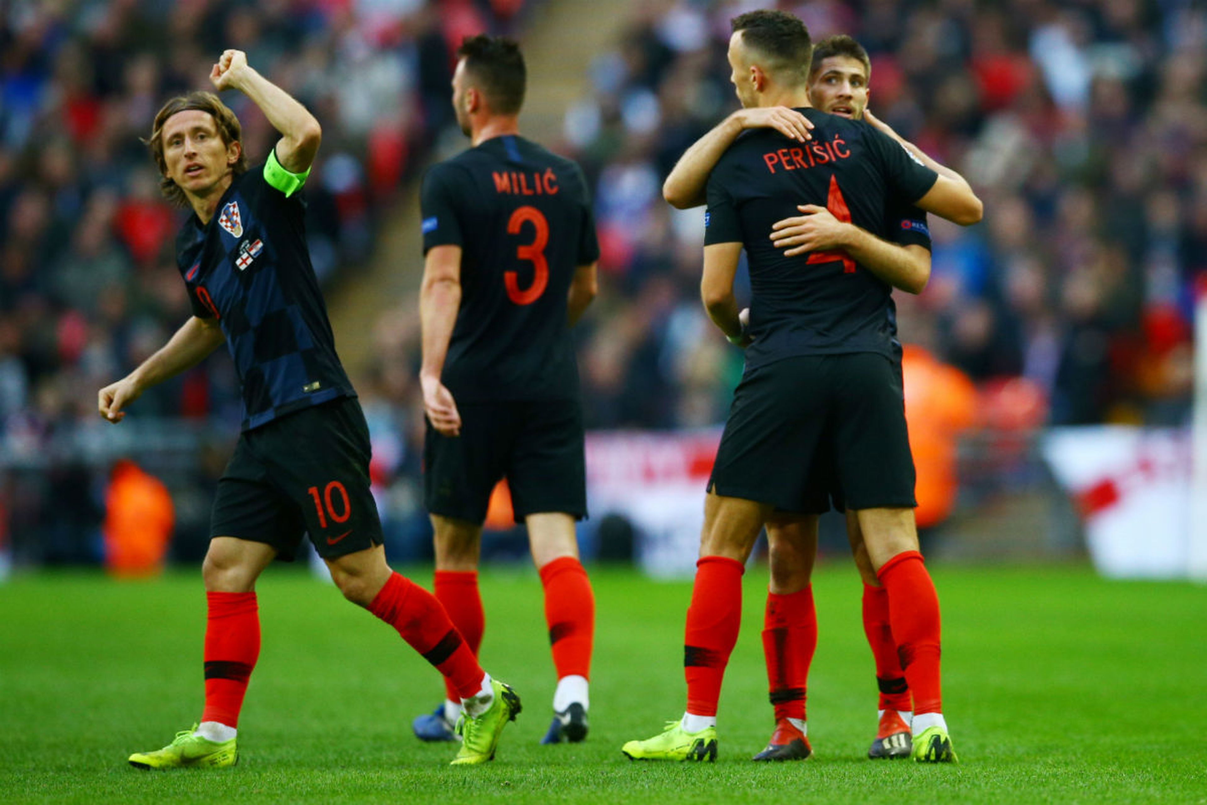 Luka Modric celebra un gol con Croacia.
