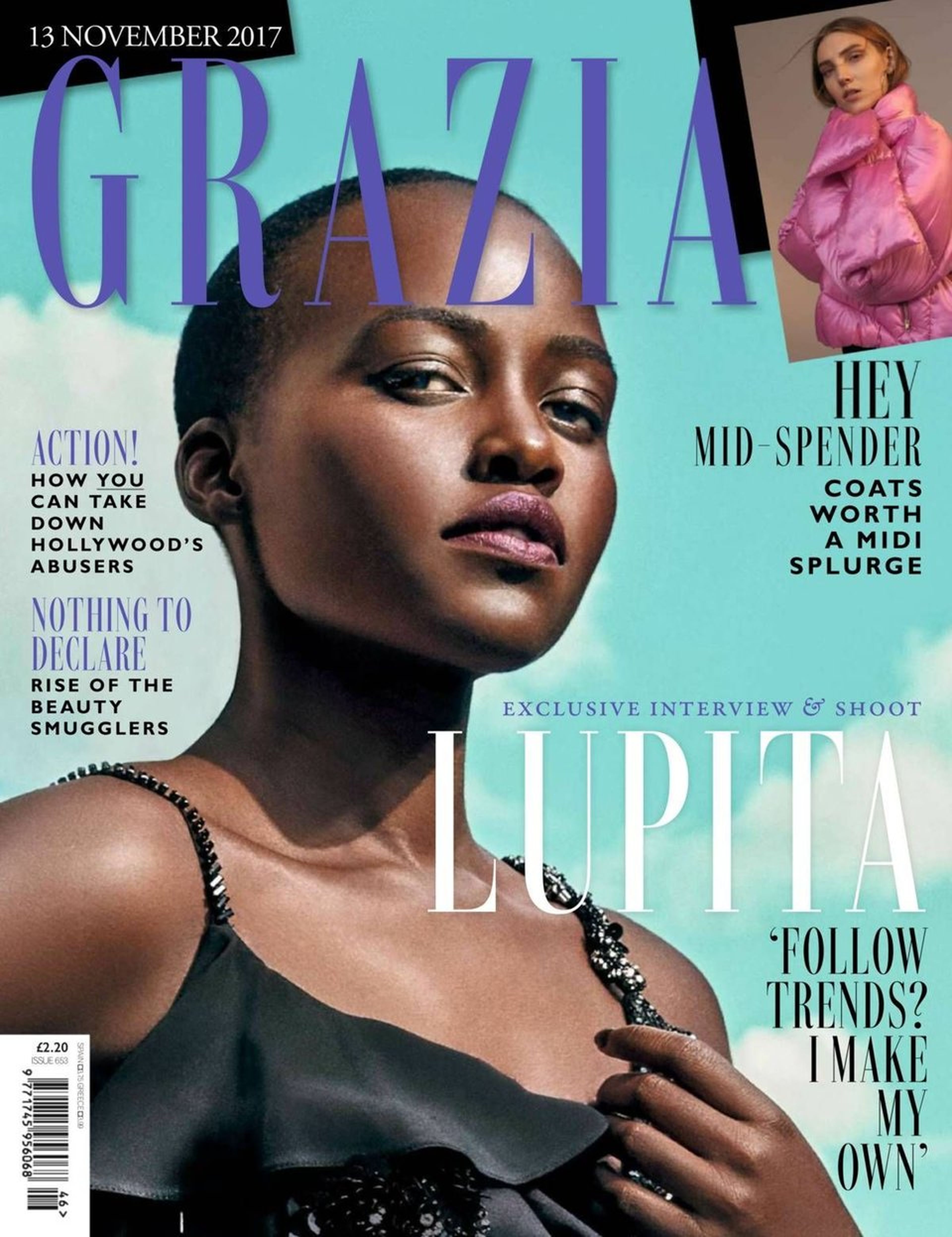 Lupita Nyong'o apareció en la edición de noviembre de 2017 de Grazia UK, pero lucía un poco diferente de lo que se esperaba.