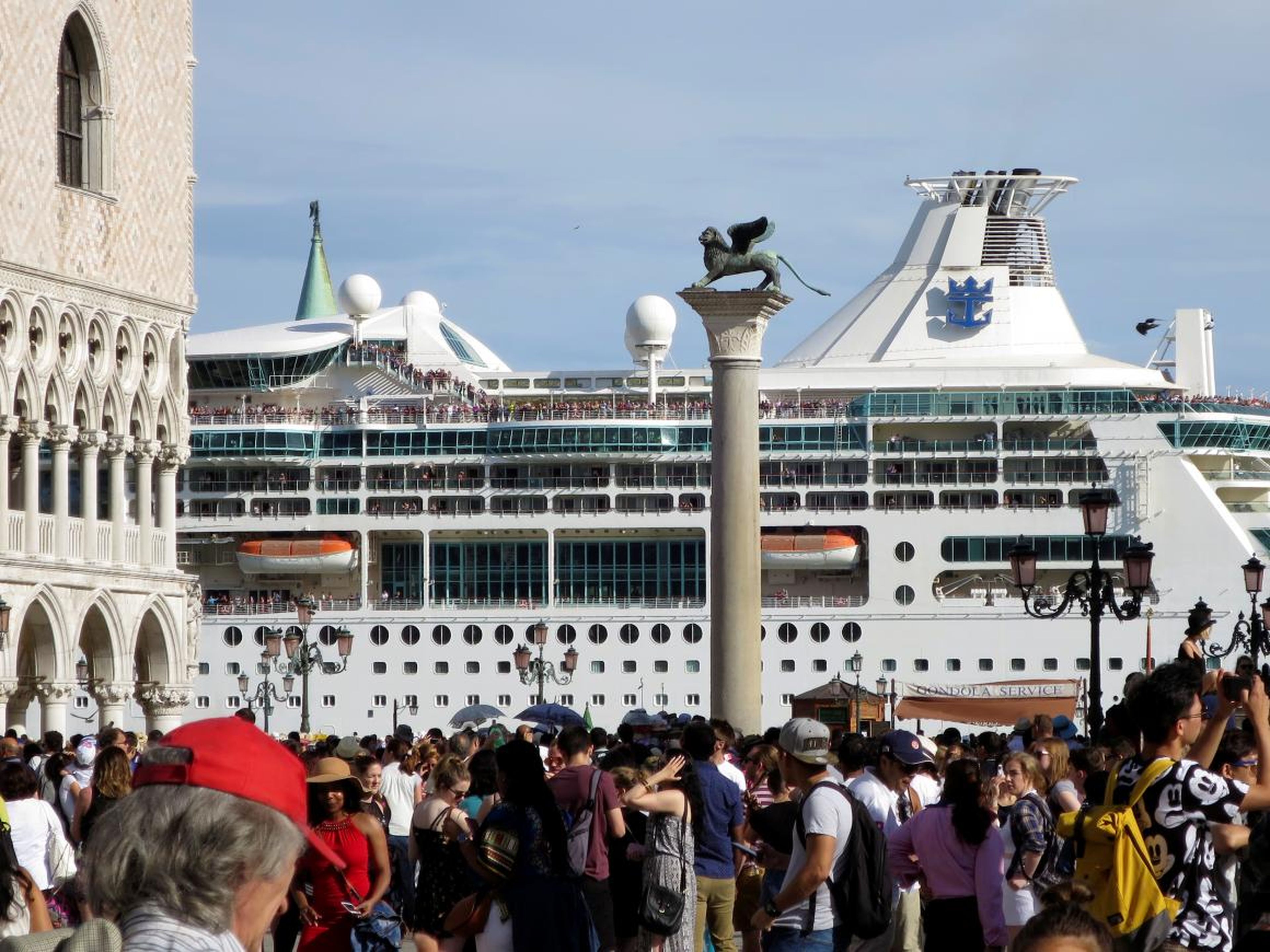 Many of Venice's tourists come to the city by way of massive cruise ships.