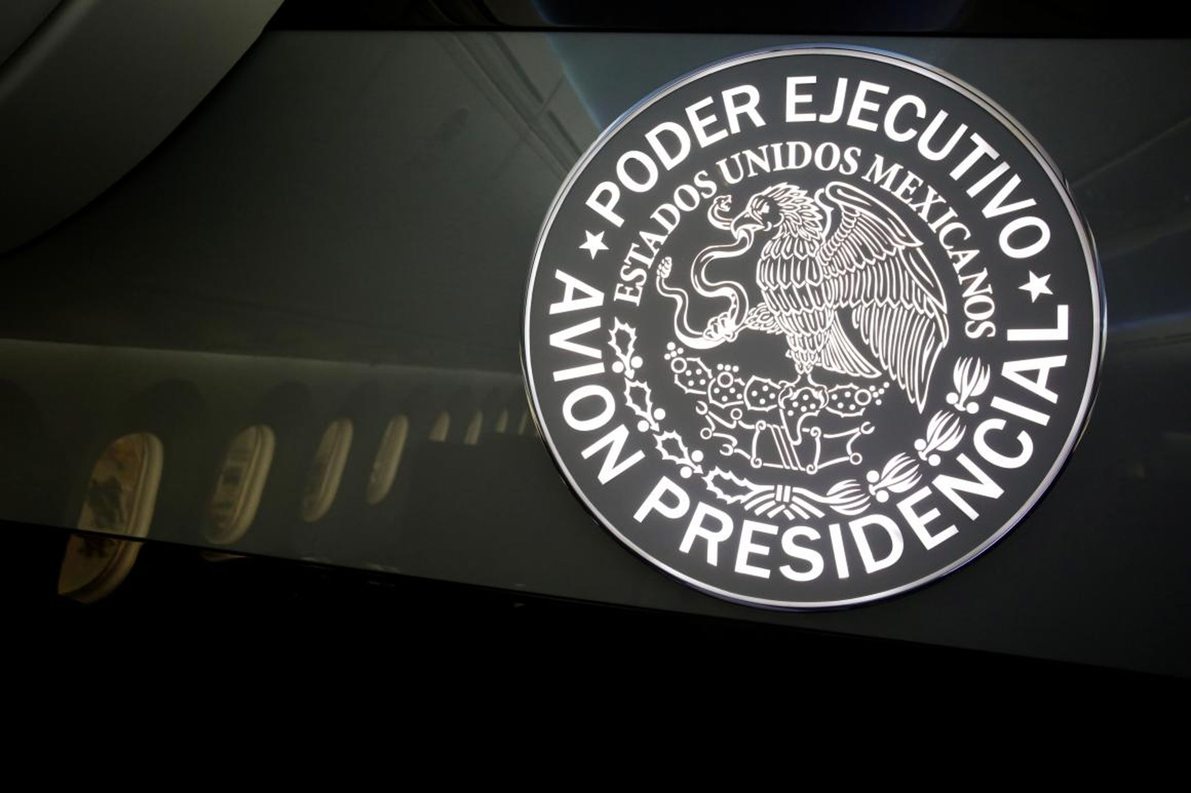 Naturally, the cabin of the jet is emblazoned with the presidential seal.