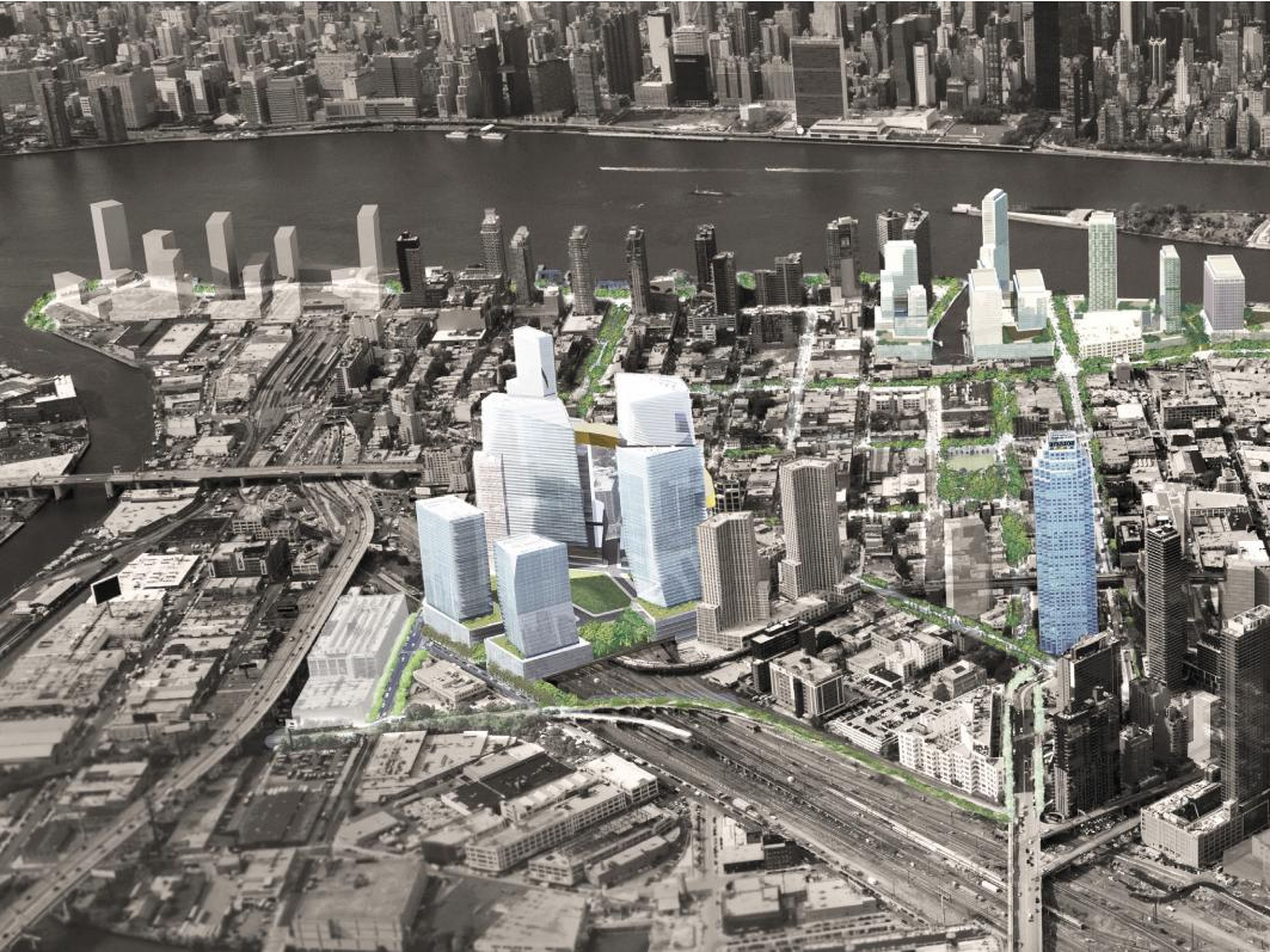 New York City's rendering of HQ2 in Long Island City, Queens.