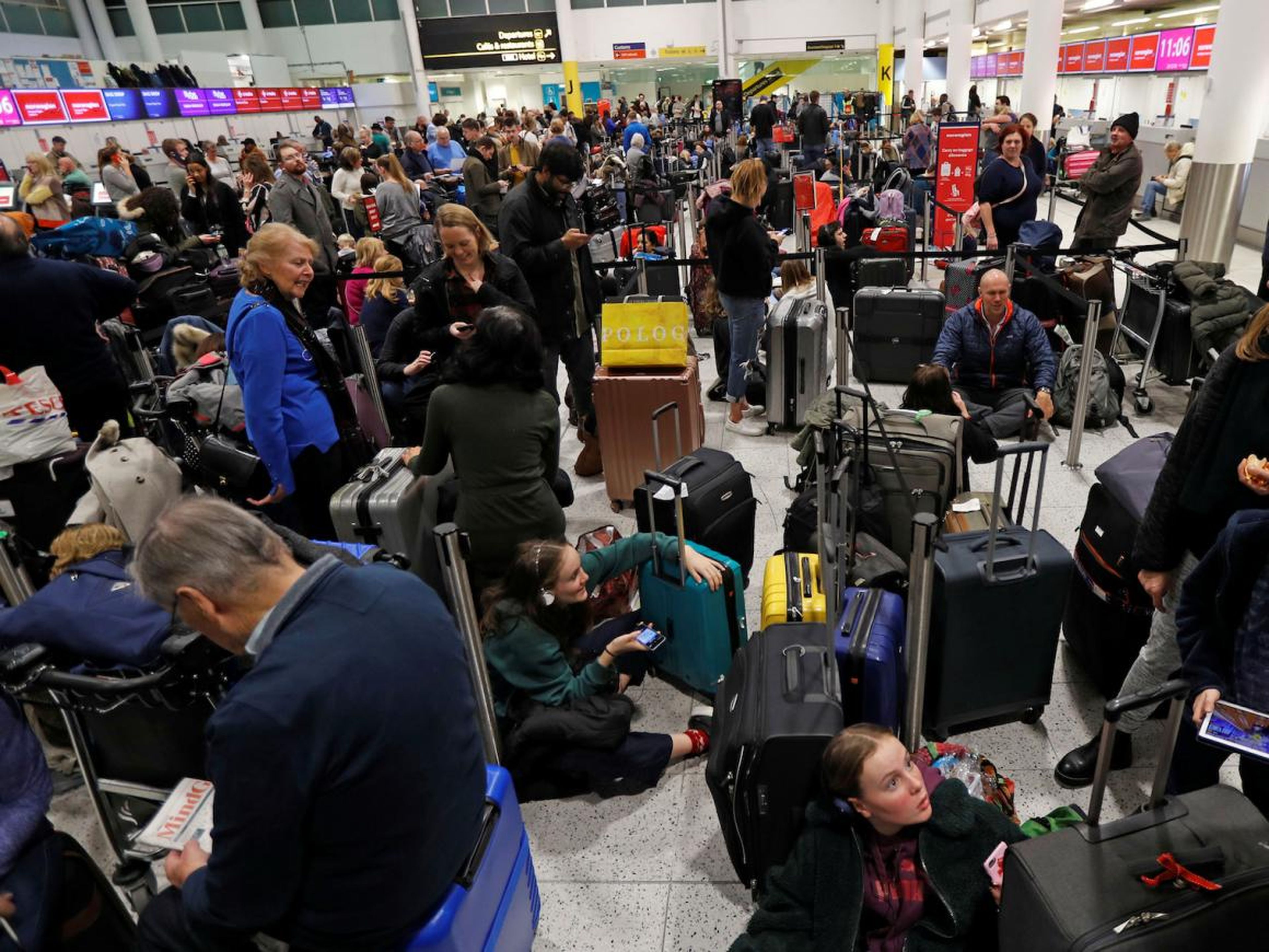 Passengers wait in Gatwick's South Terminal on Thursday.