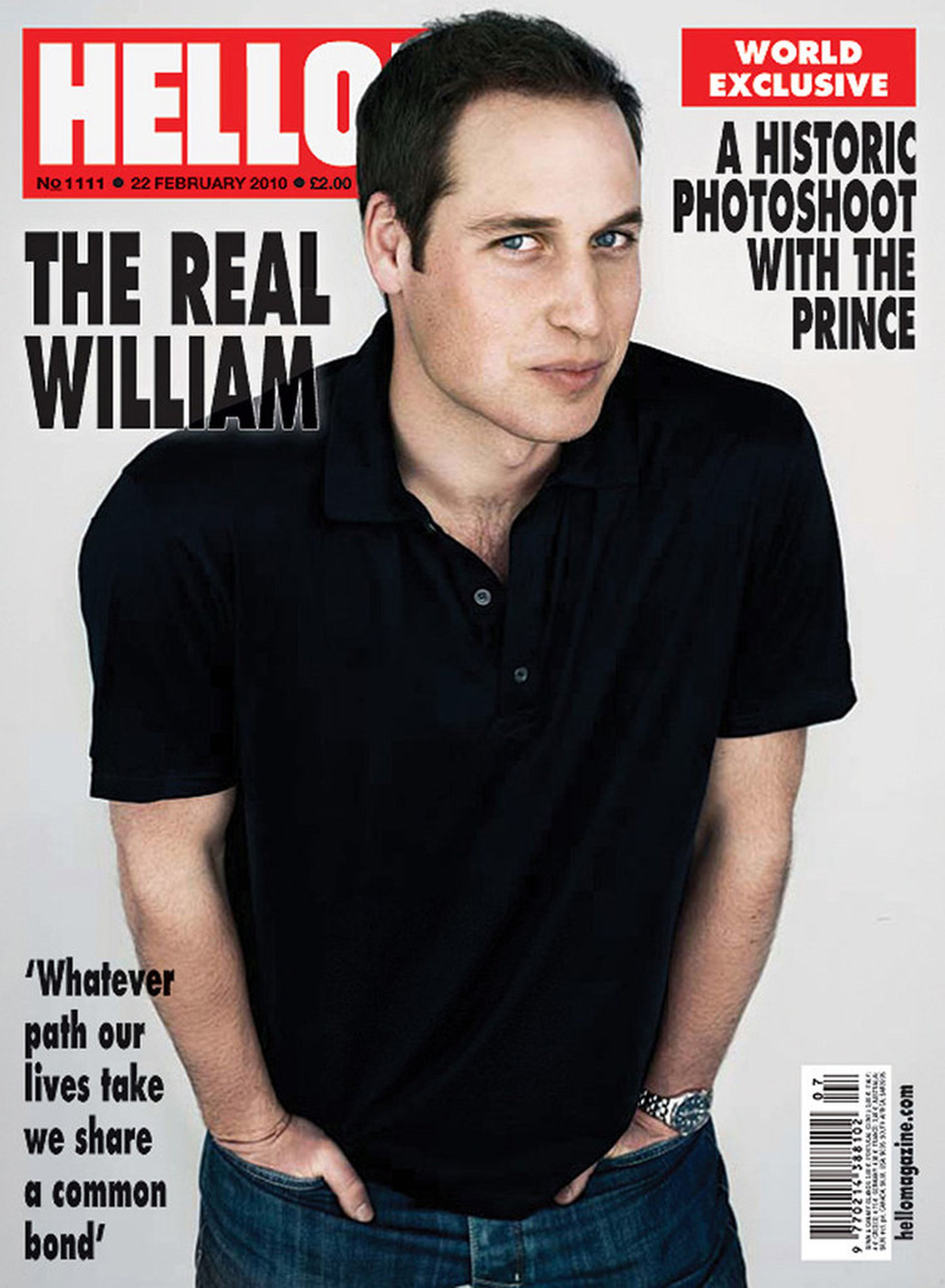 La revista 'Hello!' capturó a Prince William para la portada de su número del 22 de febrero de 2010.