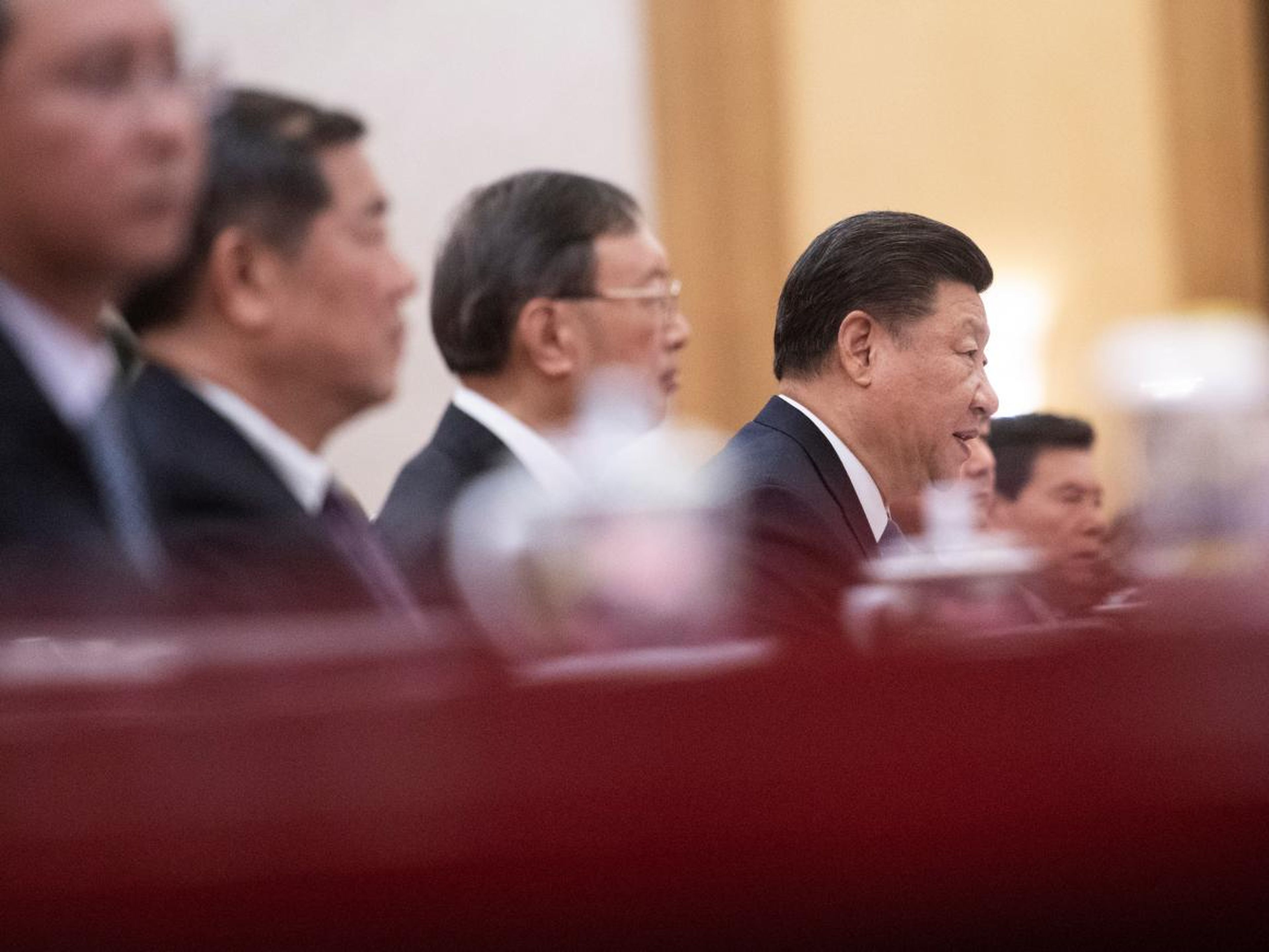 China's President Xi Jinping speaks at the Great Hall of the People in Beijing, China.