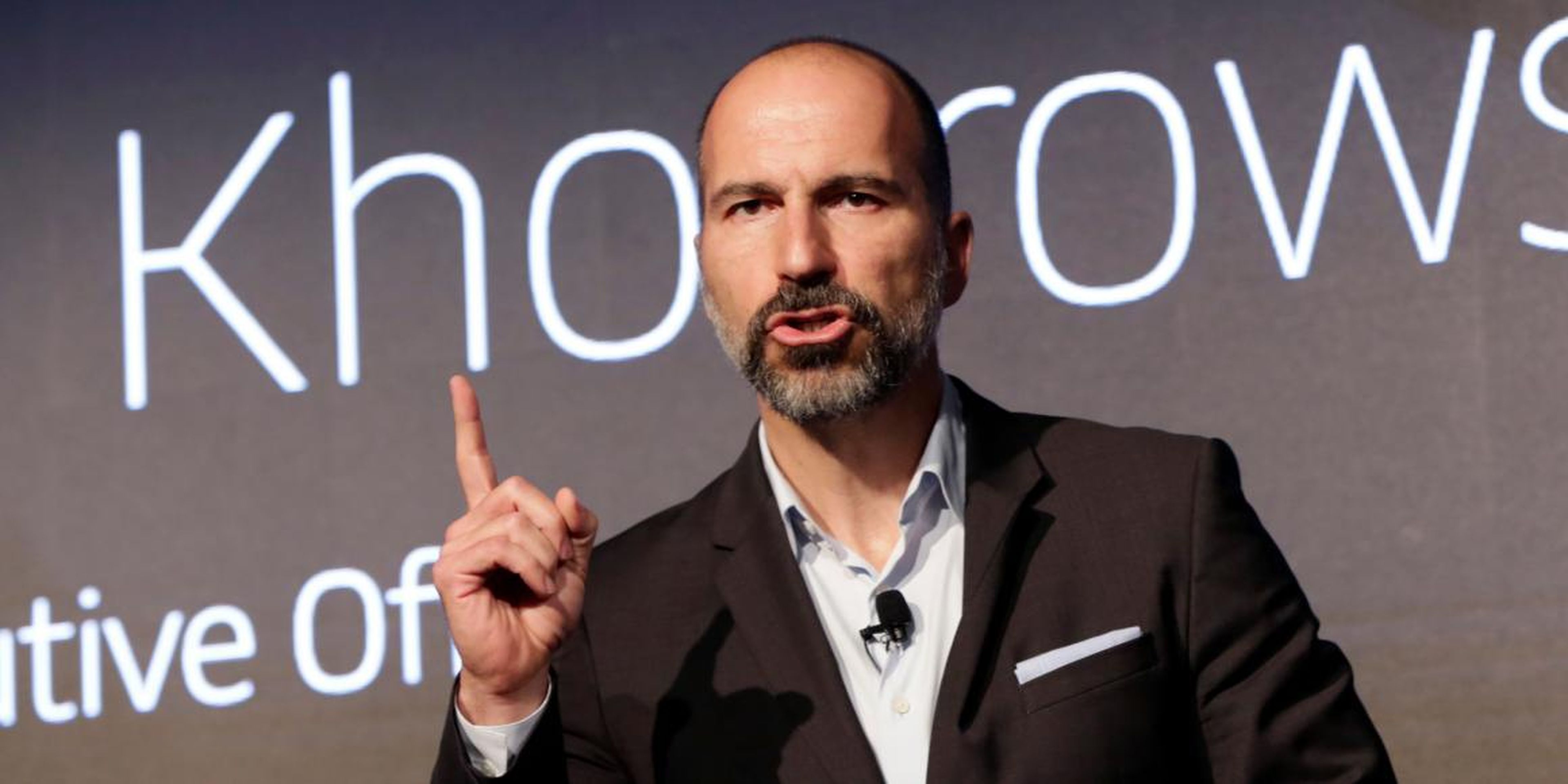 Uber CEO Dara Khosrowshahi speaks during the company's unveiling of the new features in New York, Wednesday, Sept. 5, 2018.