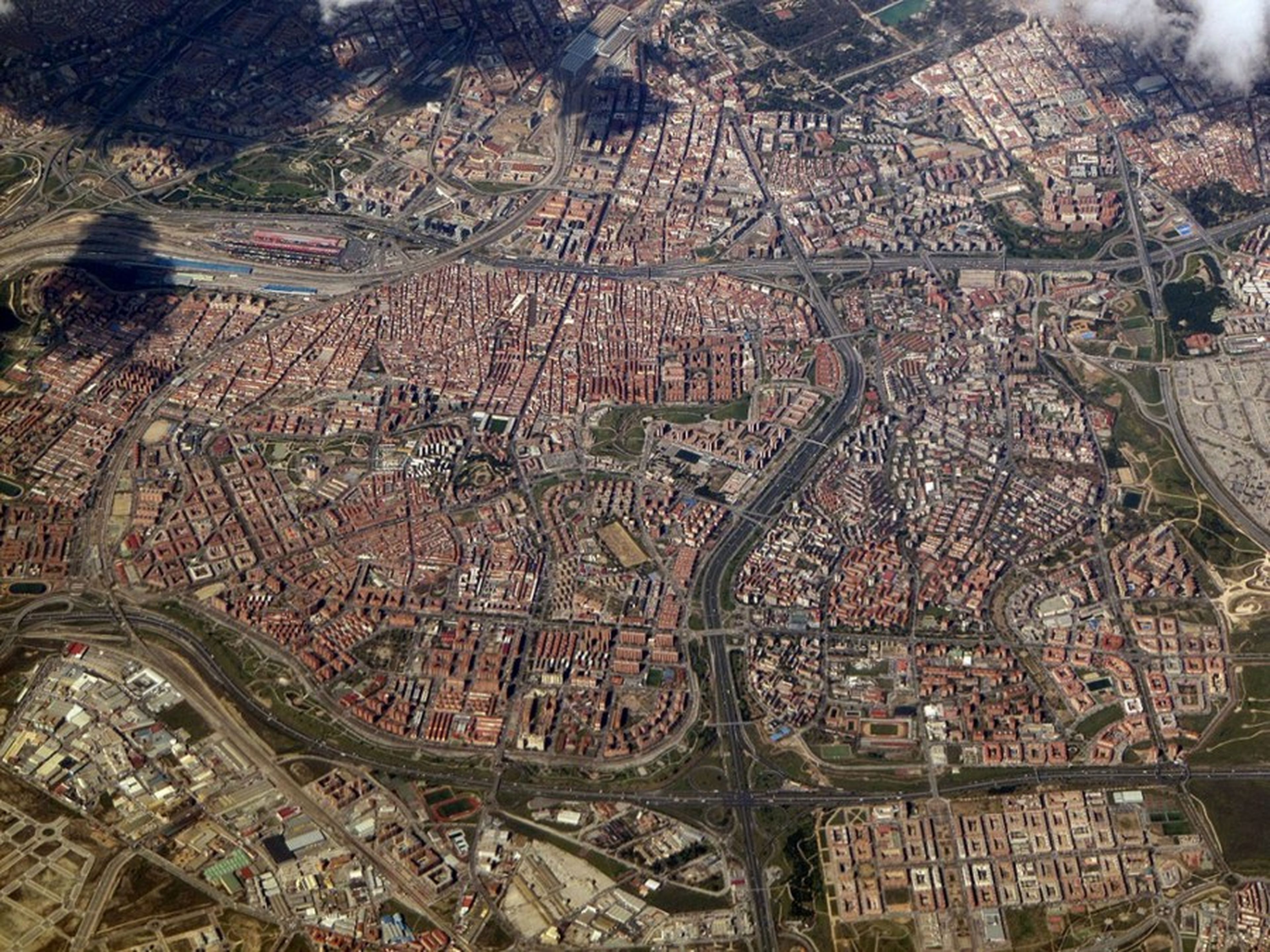 Vista aérea del distrito Puente de Vallecas