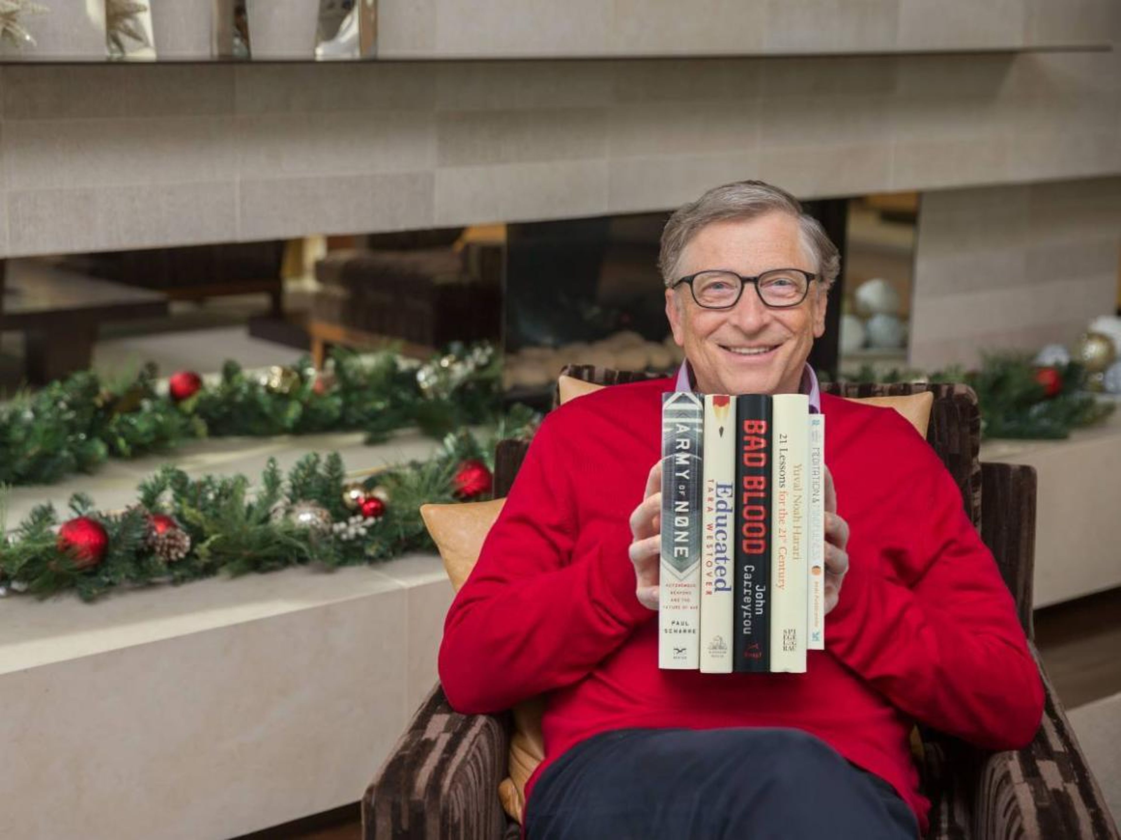 But Gates' downtime isn't always so adventurous. He's an avid reader, having indulged in quite the book collection.
