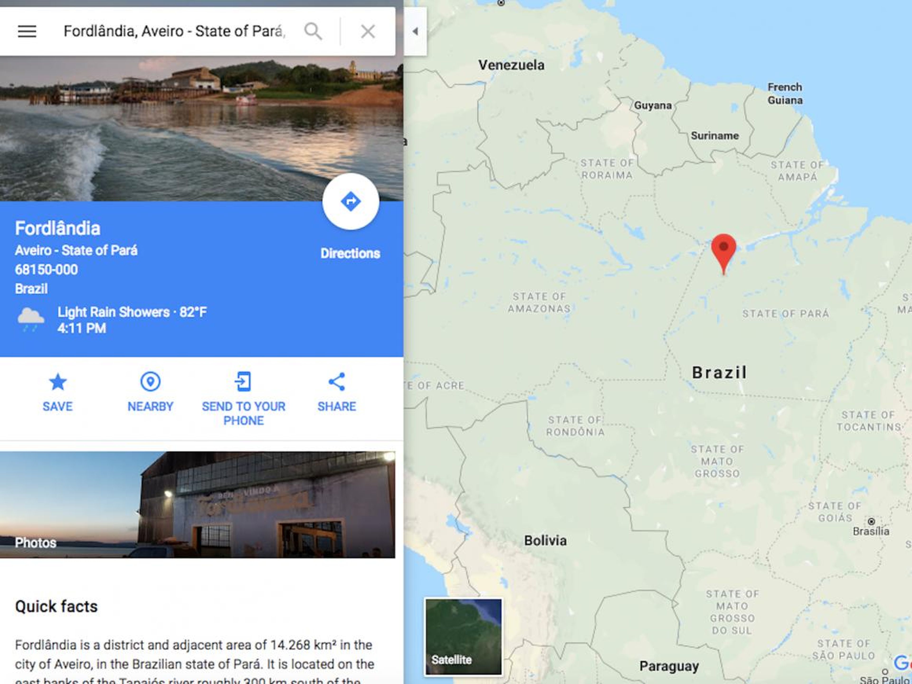 If you've never heard of Fordlandia before, no worries — Google has. The search engine recognizes it easily, tucked away in the Brazilian town of Aveiro.