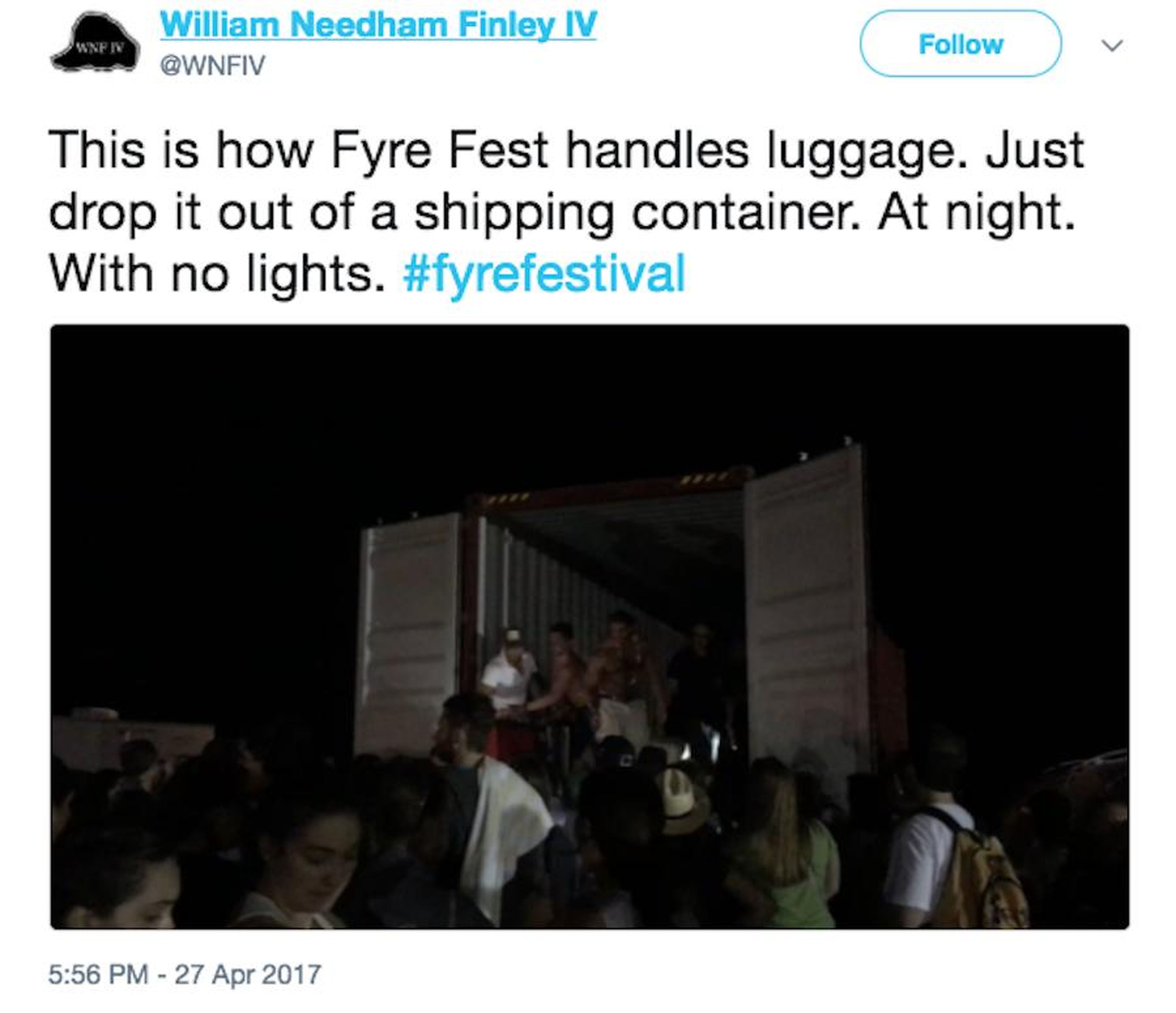 Instead, they ended up waiting for hours at the airport and collecting their luggage from the back of a shipping container in the dead of night.
