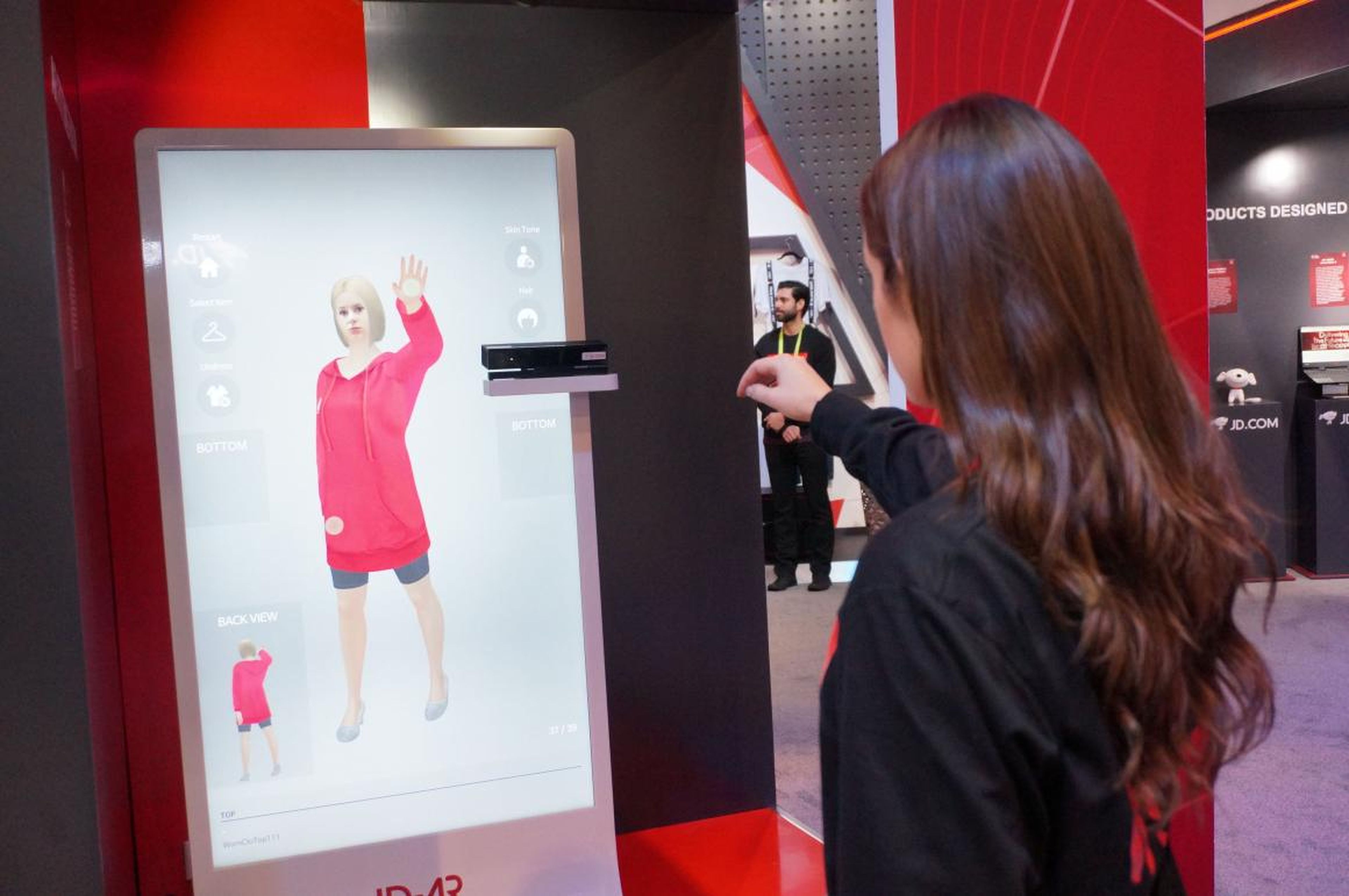 JD.com shows off an augmented reality system which lets customers virtually try on clothing.