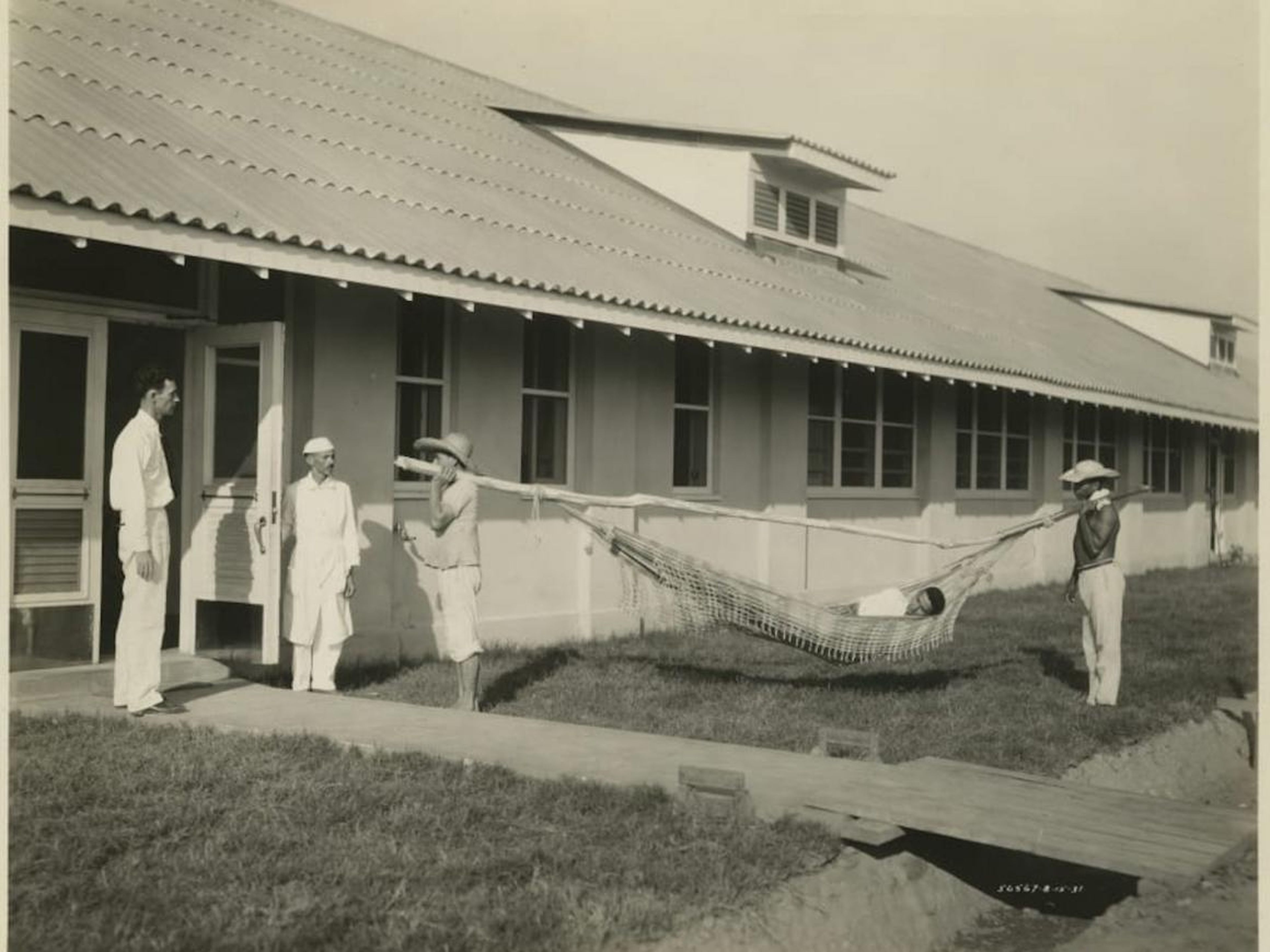 A Brazilian being brought to the hospital in Fordlandia to receive treatment.