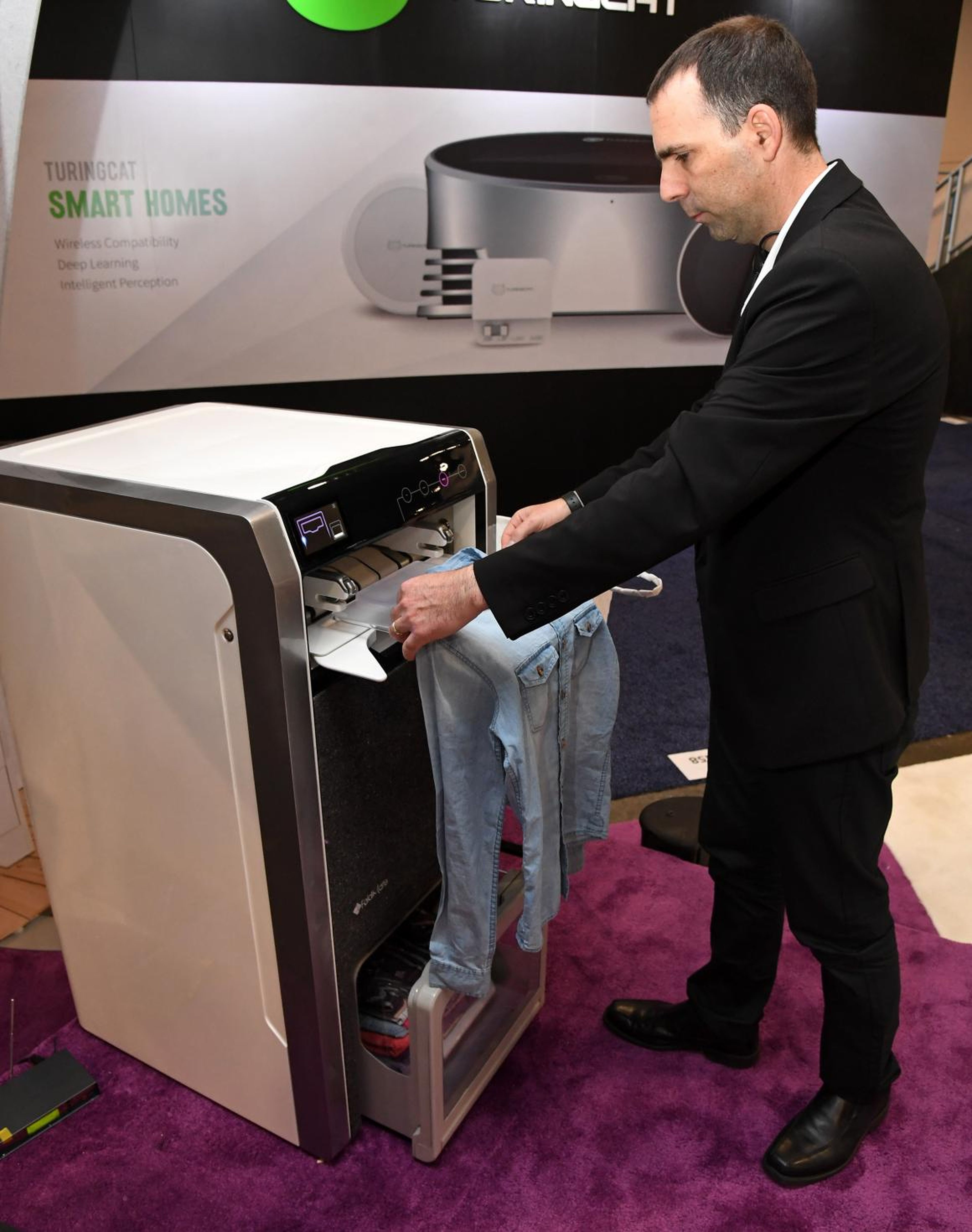 A robotic laundry folding machine by FoldiMate can fold a load of laundry in under four minutes.