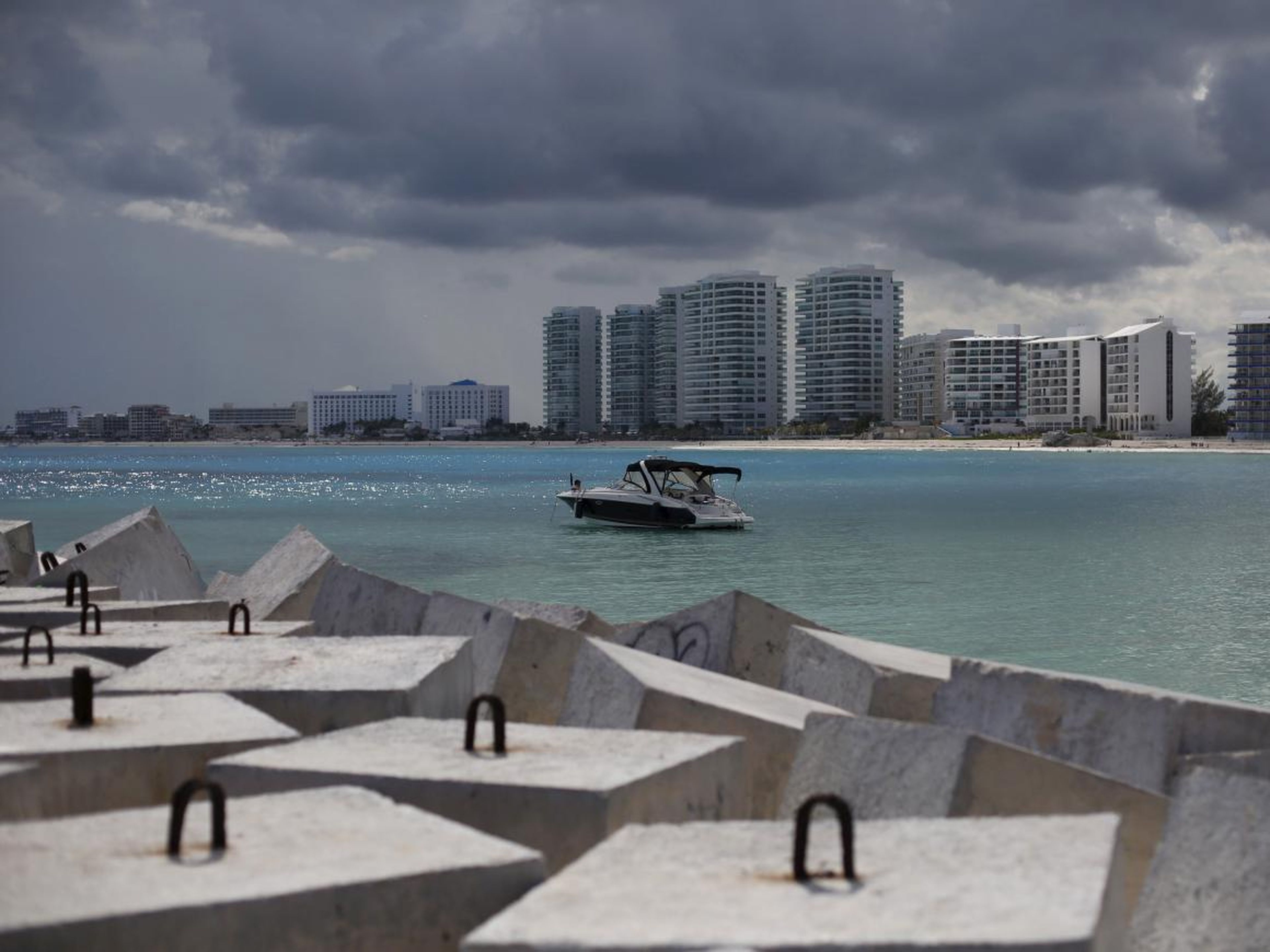 These austere concrete blocks were put on Cancún beaches to serve as protection from hurricanes in 2013.