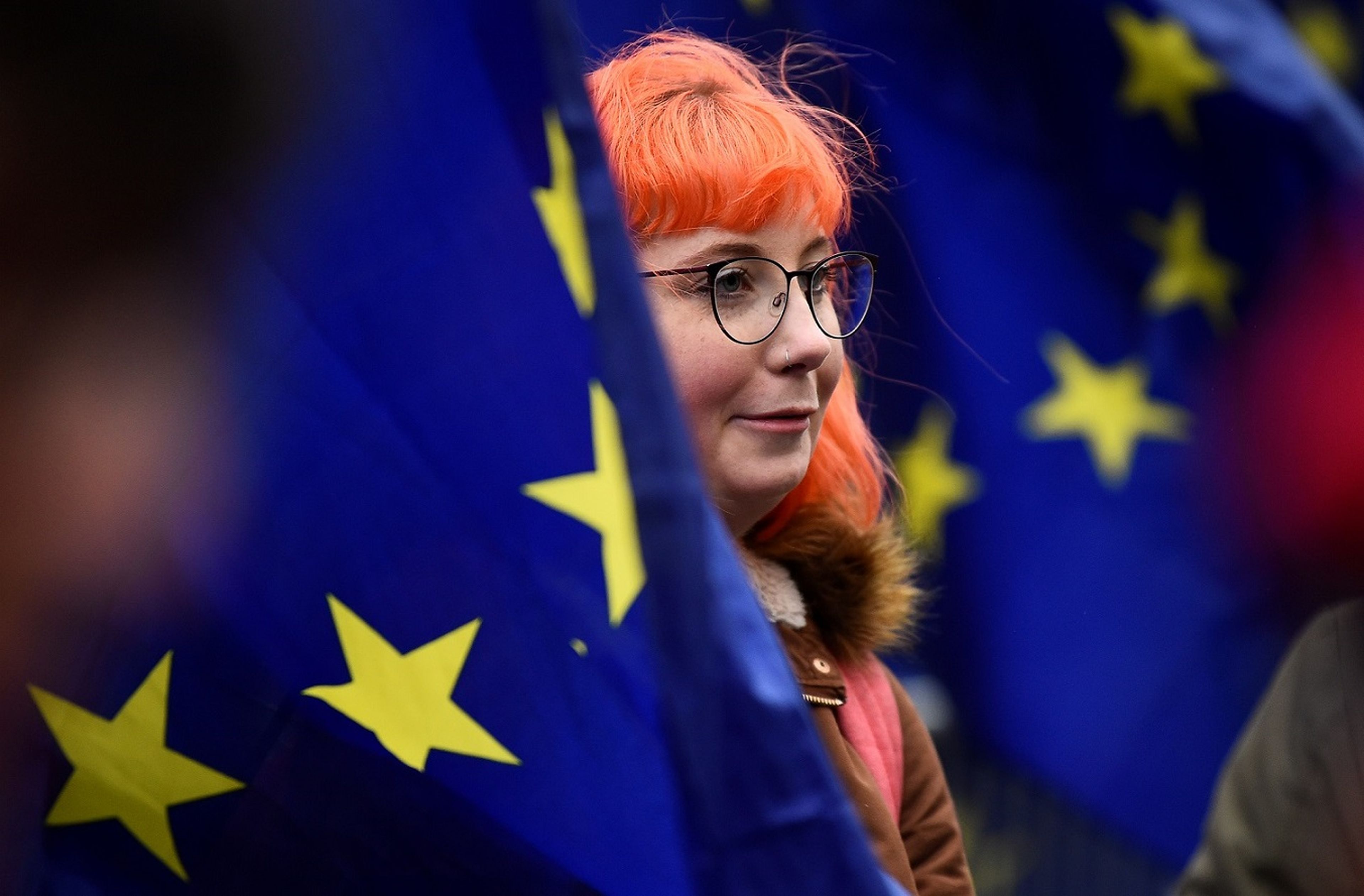 Manifestante pro Unión Europea