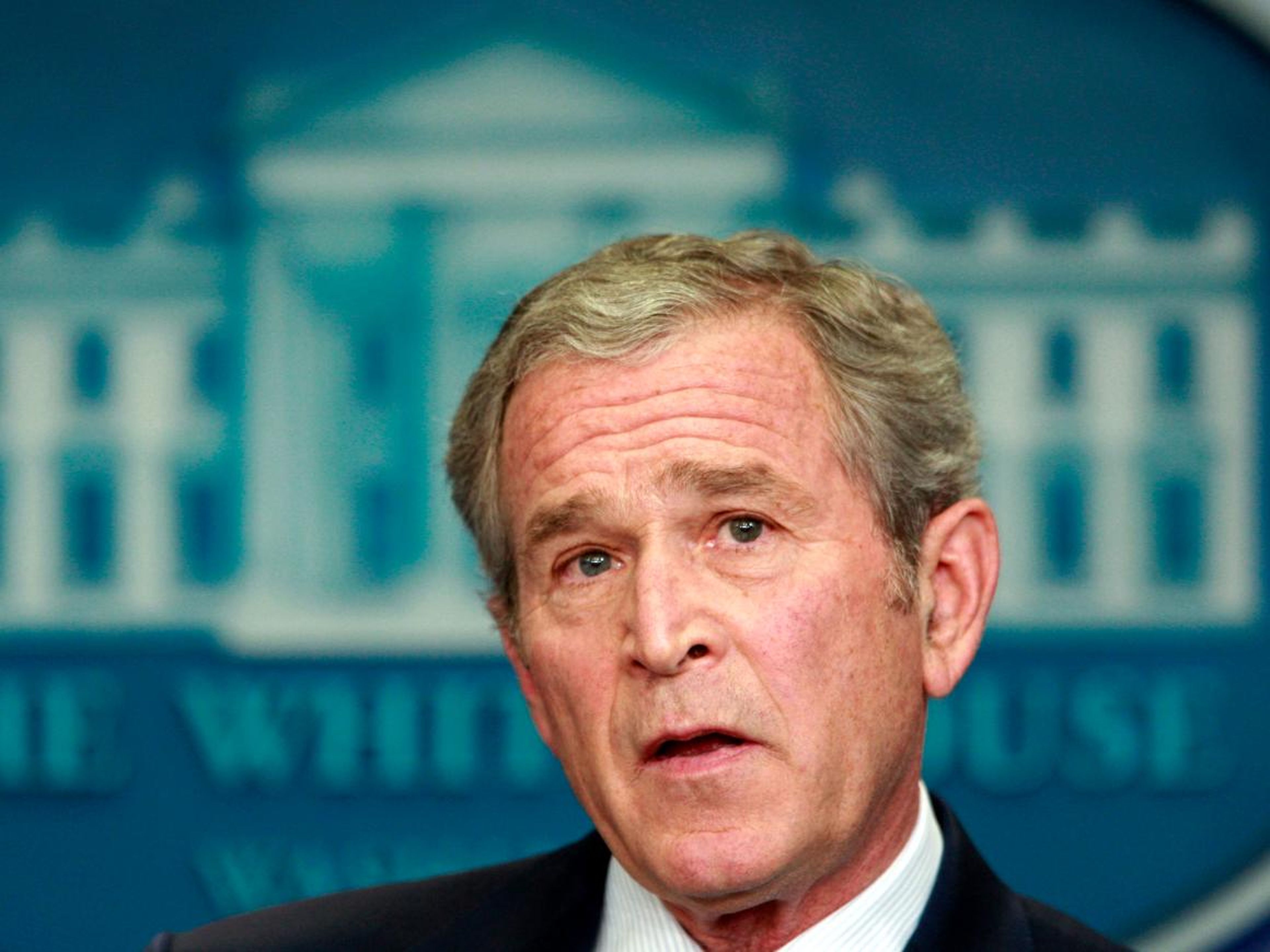 And here's Bush fielding questions during his final White House press briefing, on January 12, 2009.