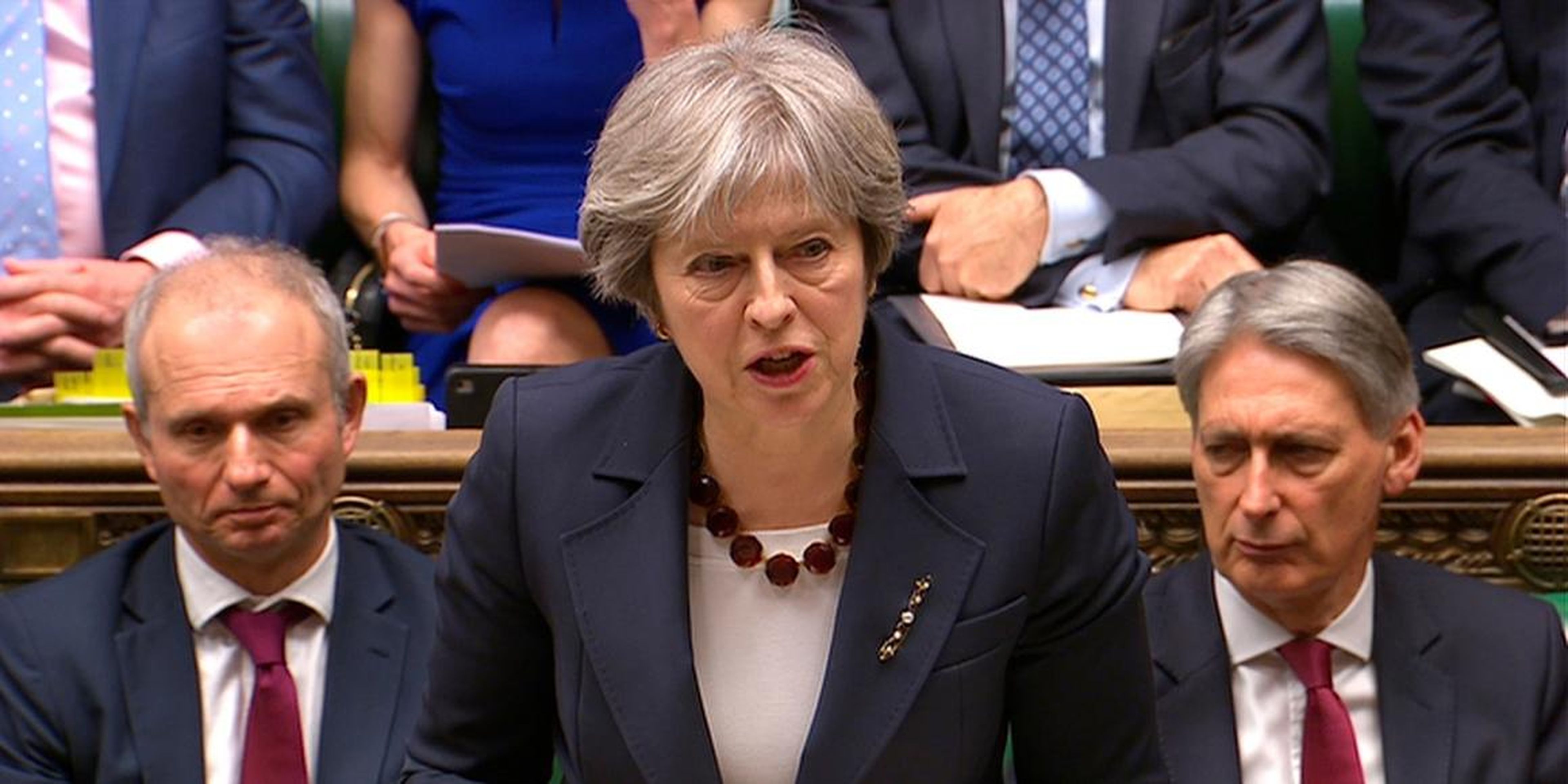 La primera ministra de Reino Unido, Theresa May, en la Cámara de los Comunes.