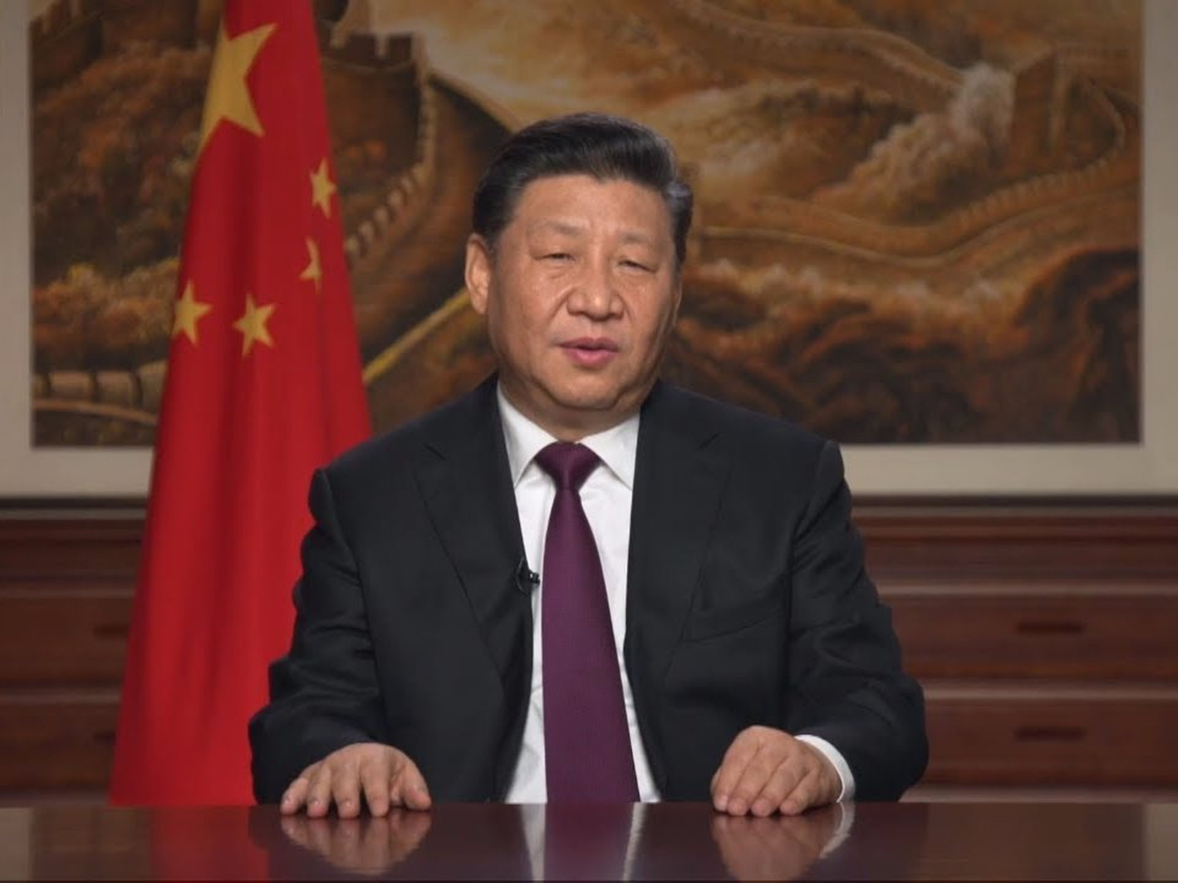 El presidente chino Xi Jinping pronuncia su discurso de Año Nuevo 2019.