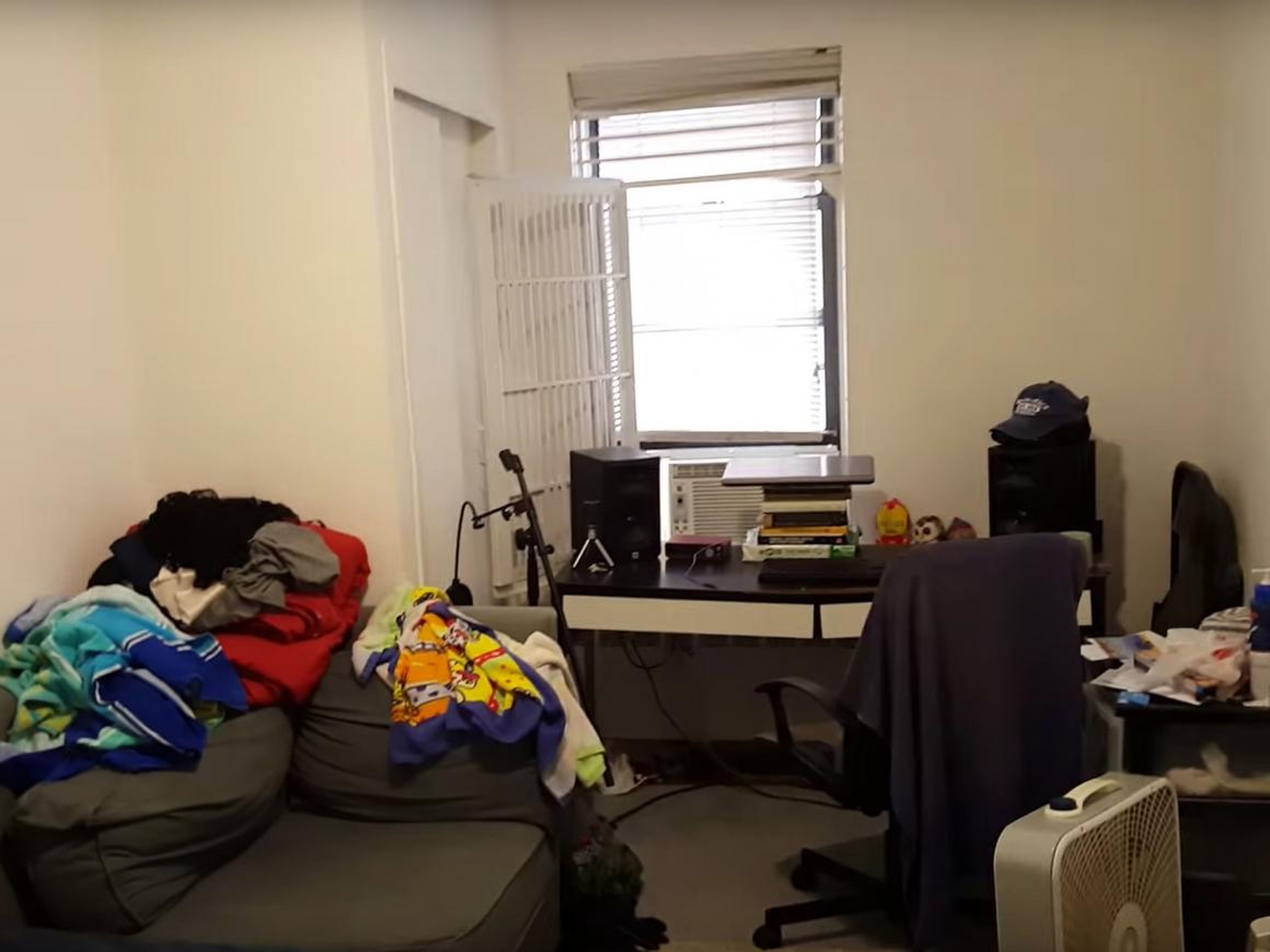 He was working as a software engineer making $150,000 a year in 2016, when he was living in this one-bedroom apartment in the East Village for $2,500 a month.