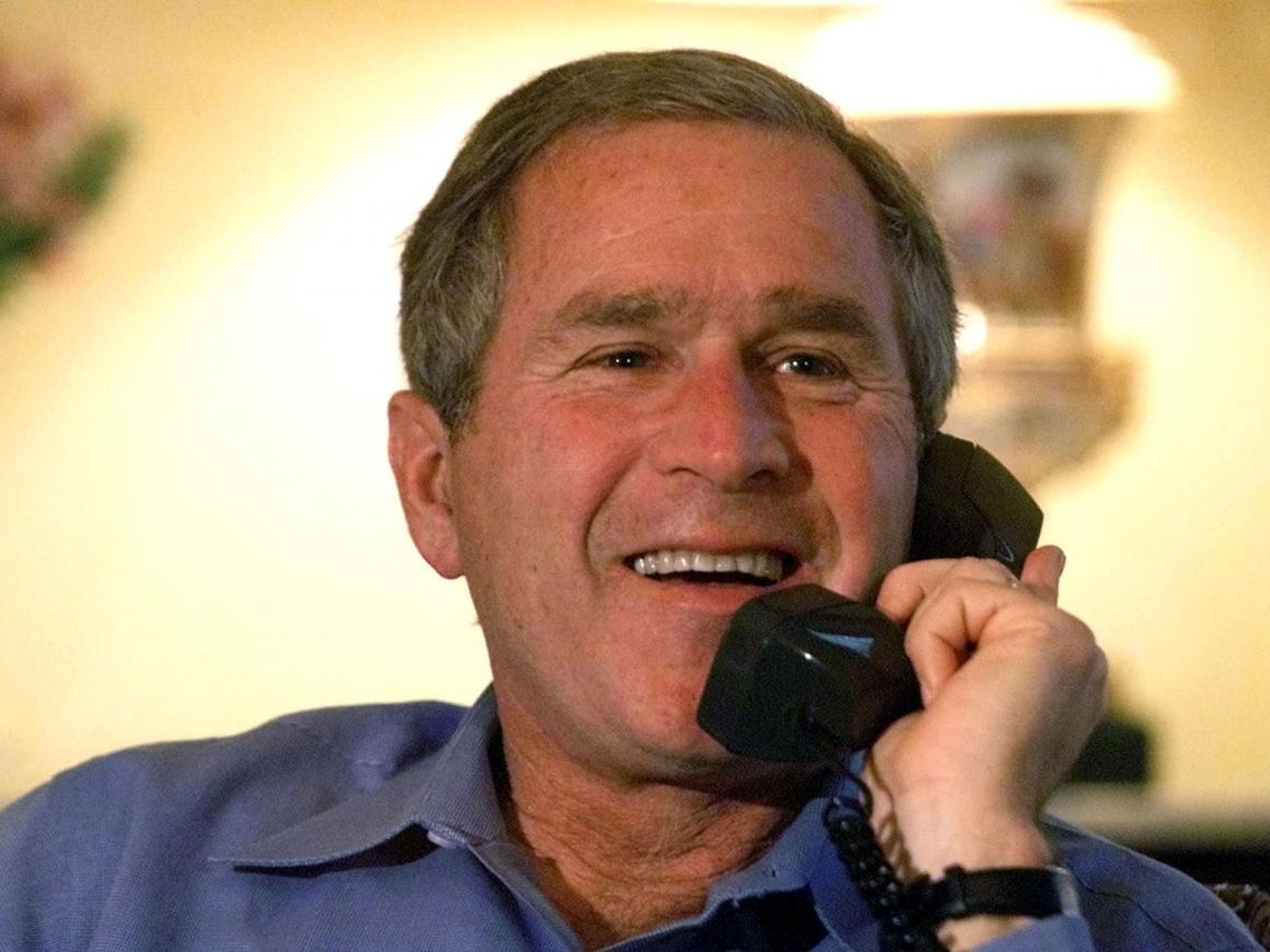 Here's George W. Bush making a phone call shortly after the 2000 election.