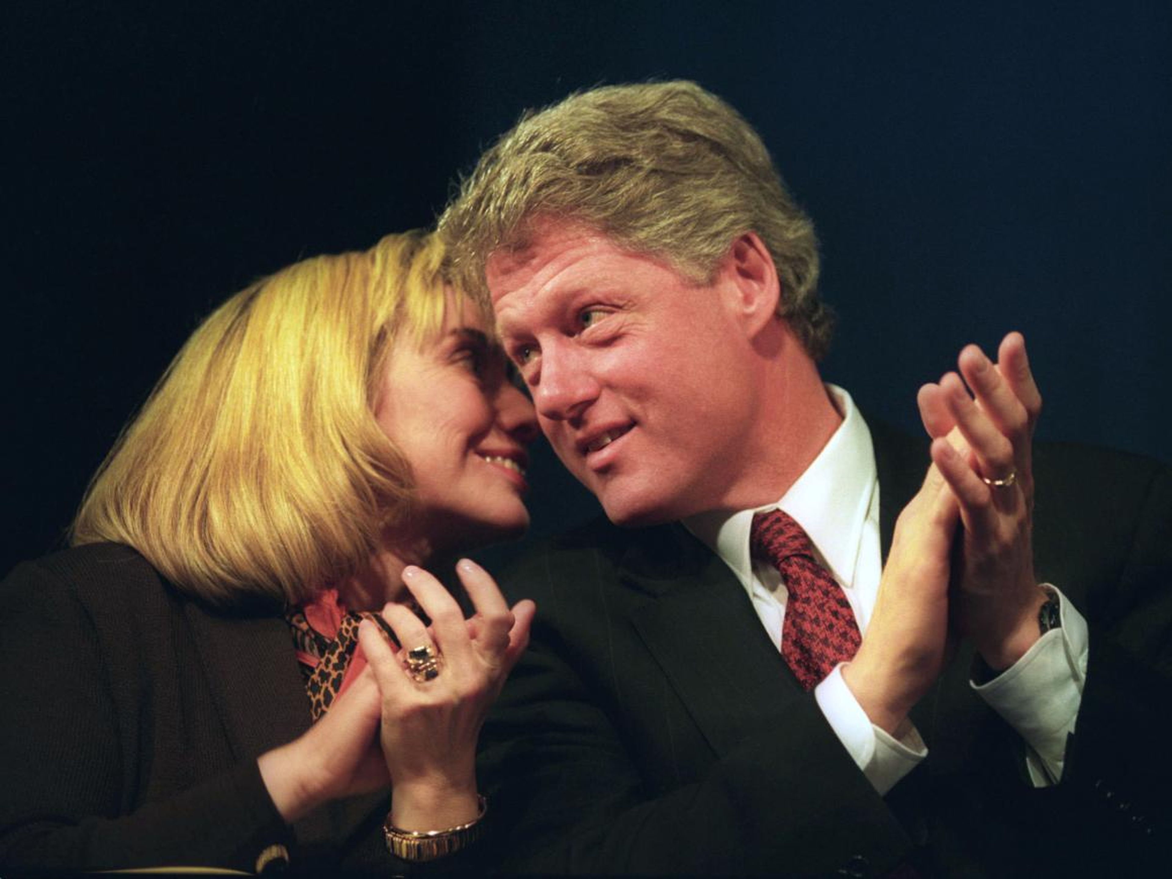 Hillary Clinton and Bill Clinton looked energetic at a dinner in 1993 several days before his first inauguration.