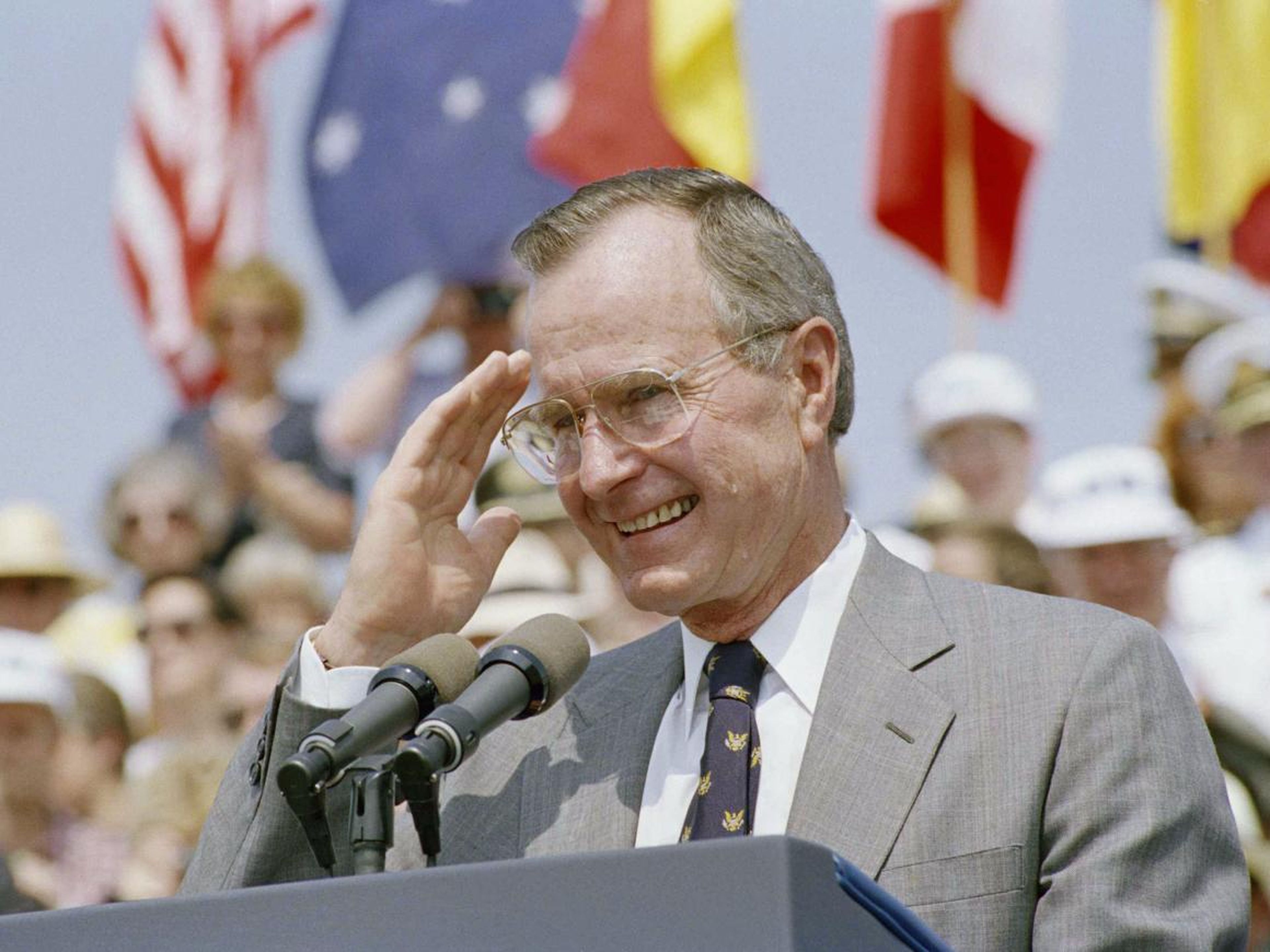 By June 1992, as Bush addressed a crowd of veterans during a ceremony at the Korean War Memorial, several months before losing the presidential election, he looked older.