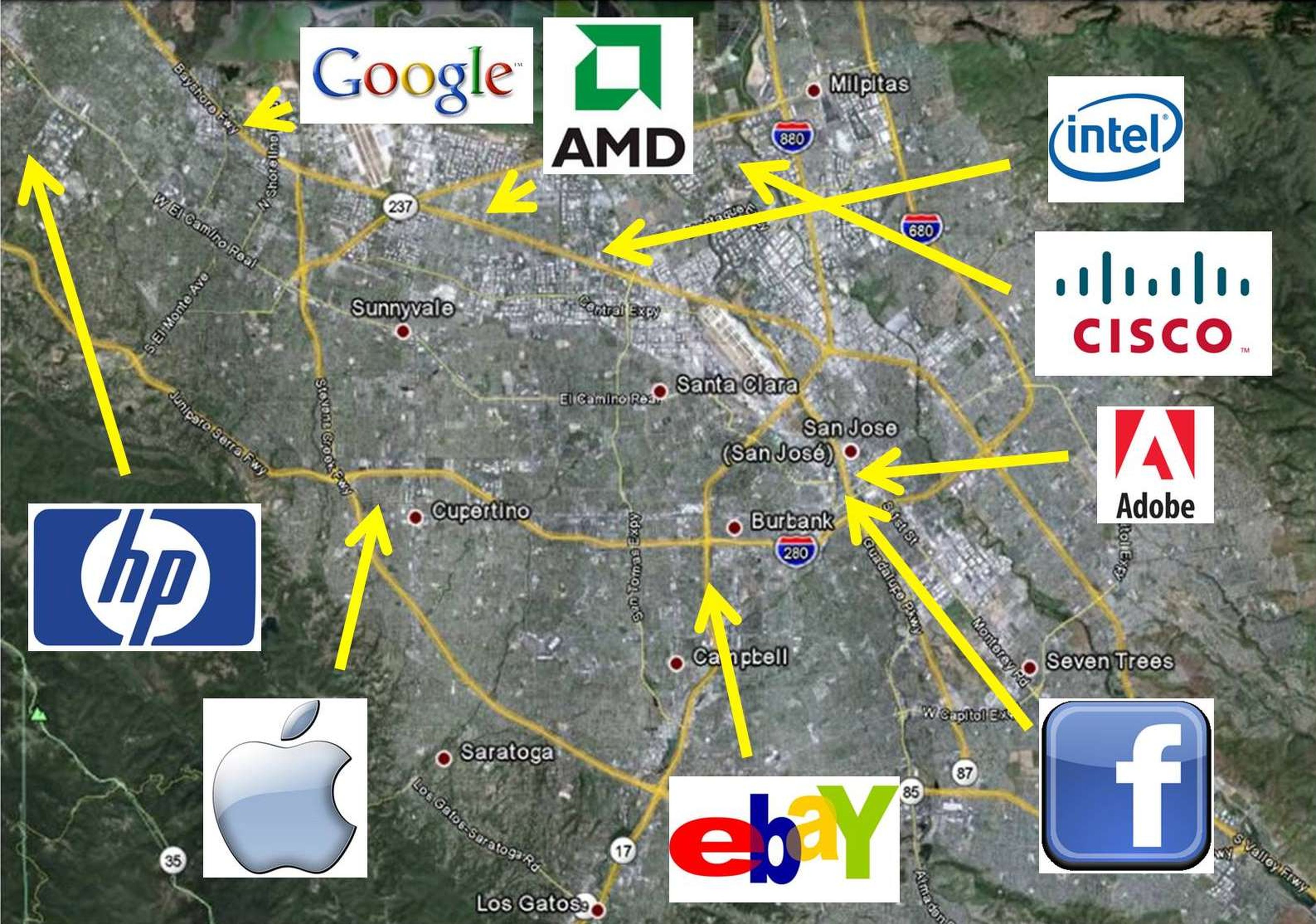 Mapa de Silicon Valley