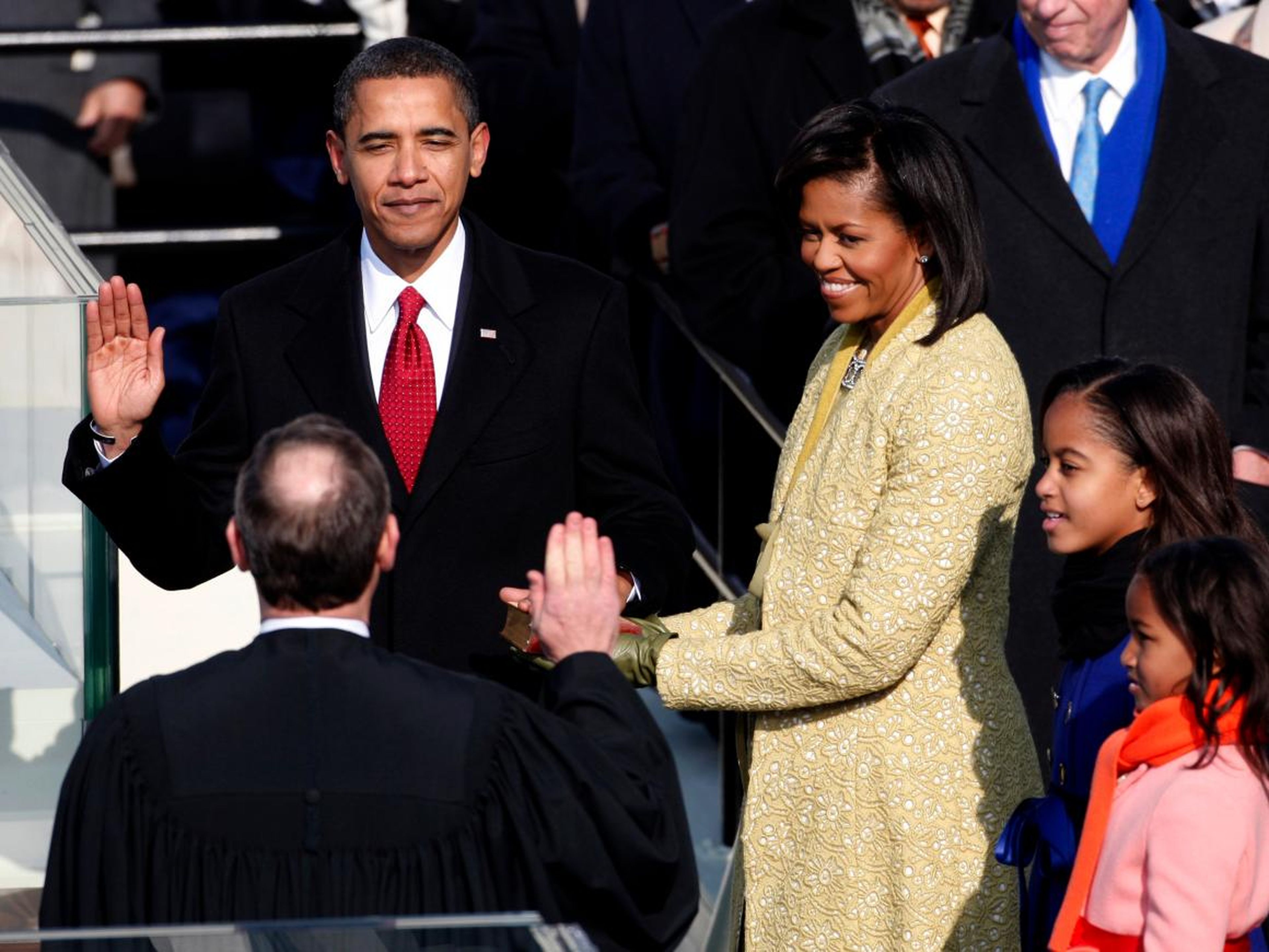 Obama looked youthful when he took the oath of office on Inauguration Day, January 20, 2009.