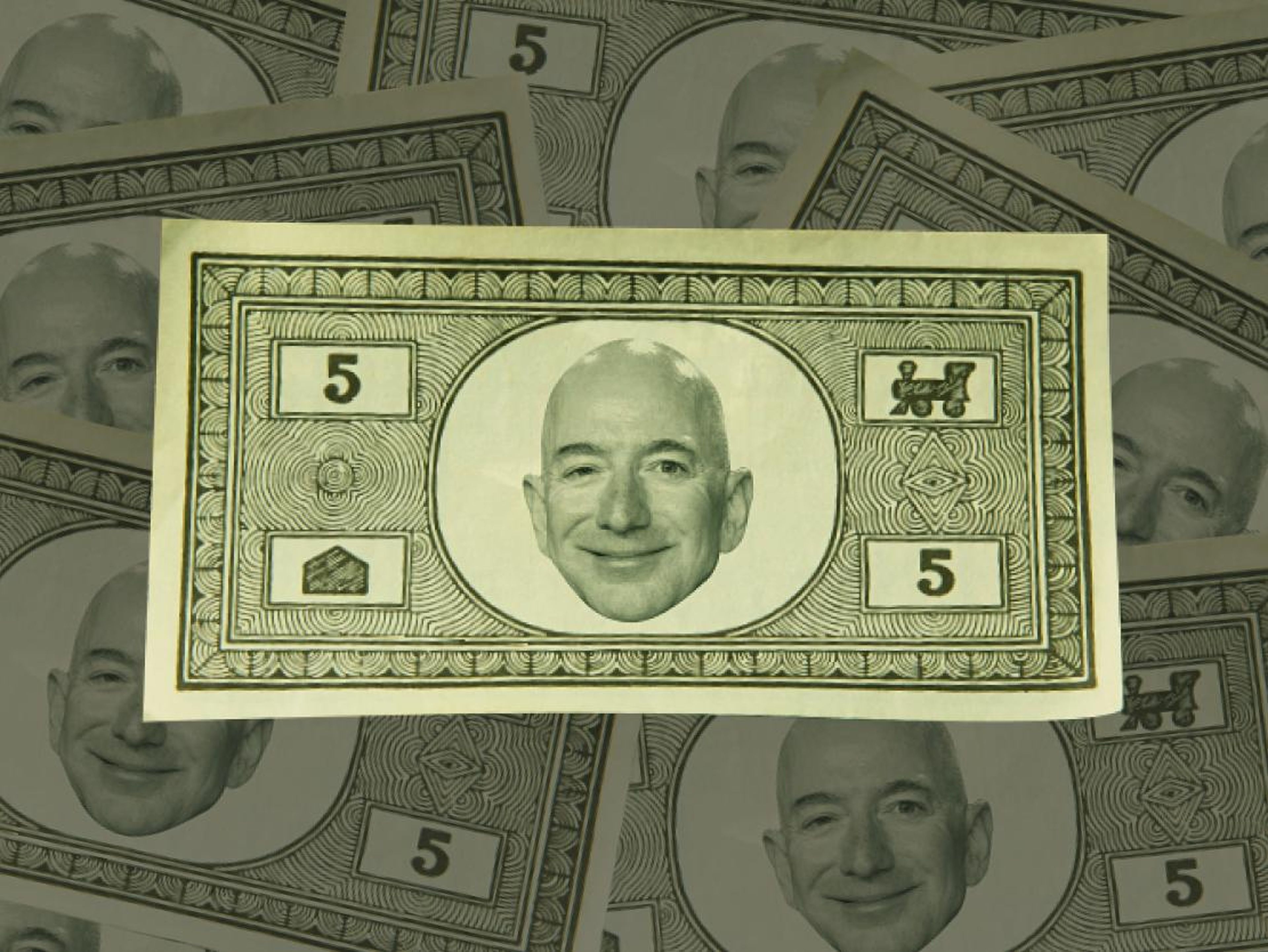 Un trabajador de Amazon cuenta a BI que utilizan billetes con la cara de Bezos. Así es como se los imagina un artista.