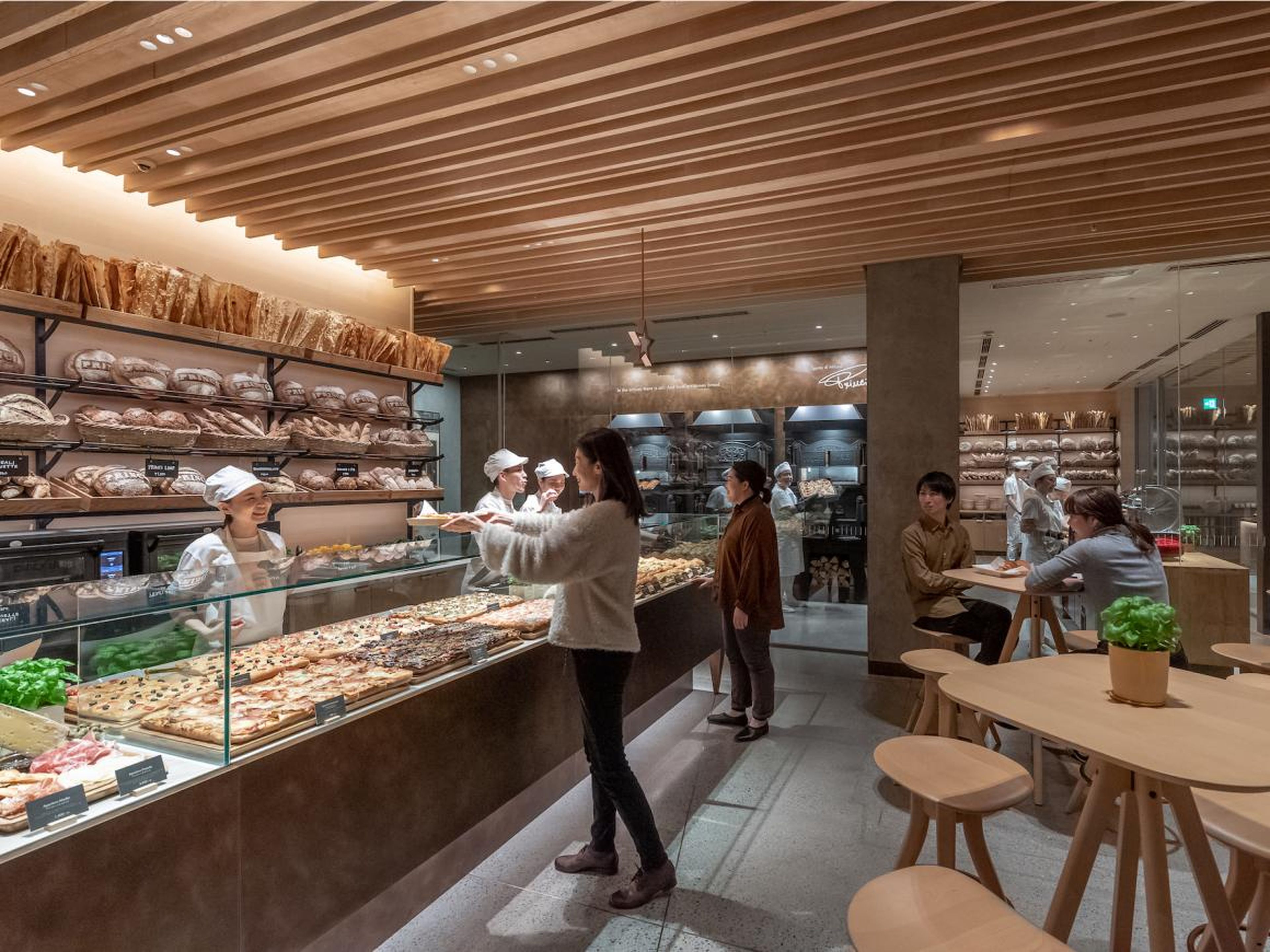 Like other Roasteries, the location houses a Princi bakery, serving baked breads, pizzas, salads, and more.