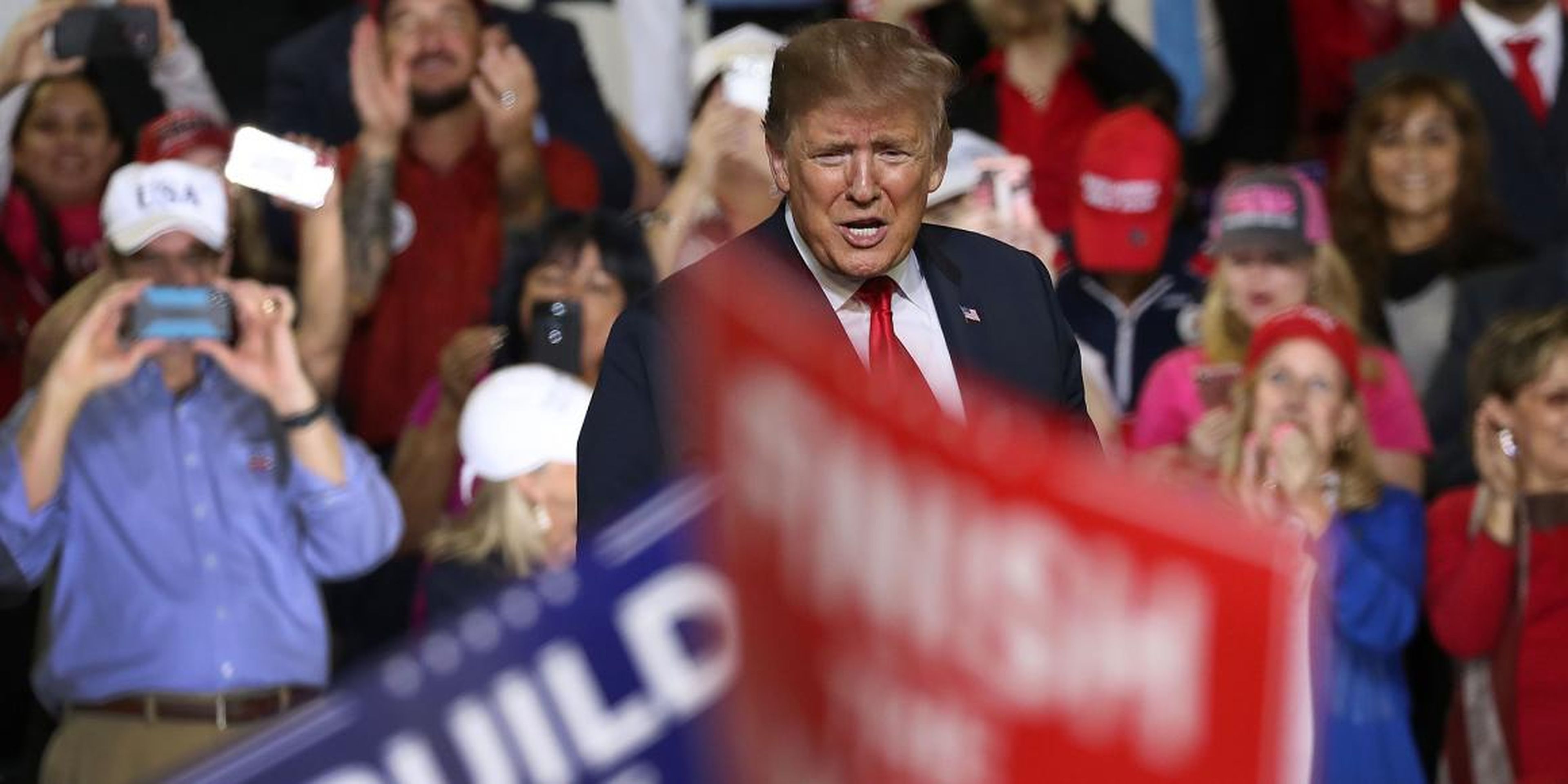 Trump at a rally in El Paso, Texas, in February. A border wall has been a key talking point for him and his supporters.
