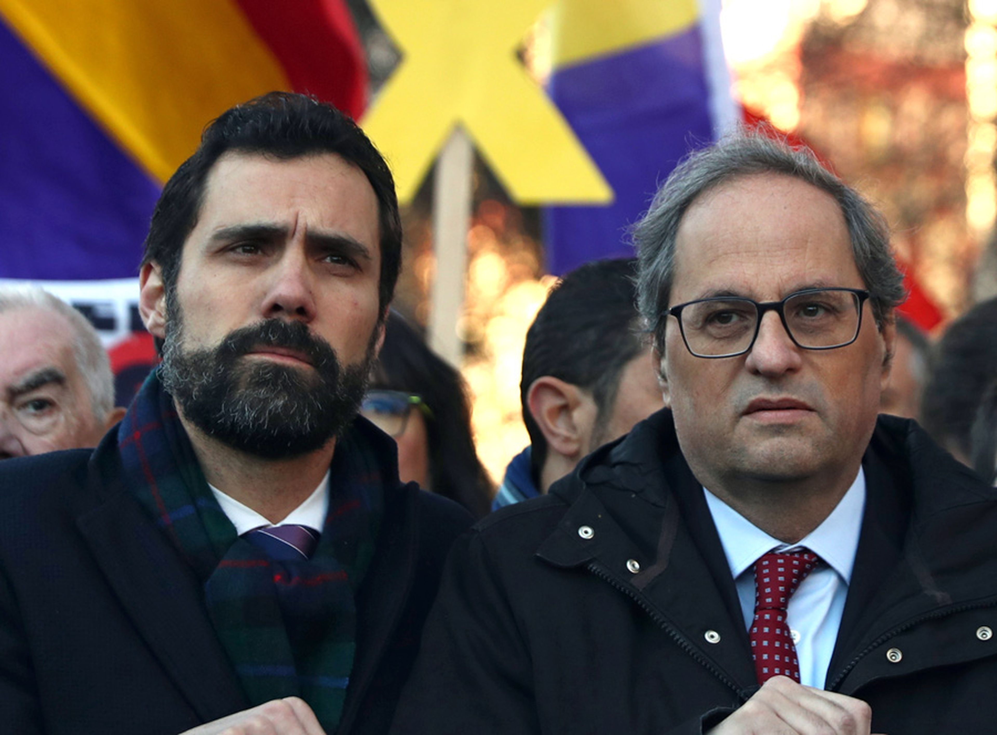 Roger Torrent, presidente del Parlament de Cataluña, y Quim Torra, presidente de la Generalitat