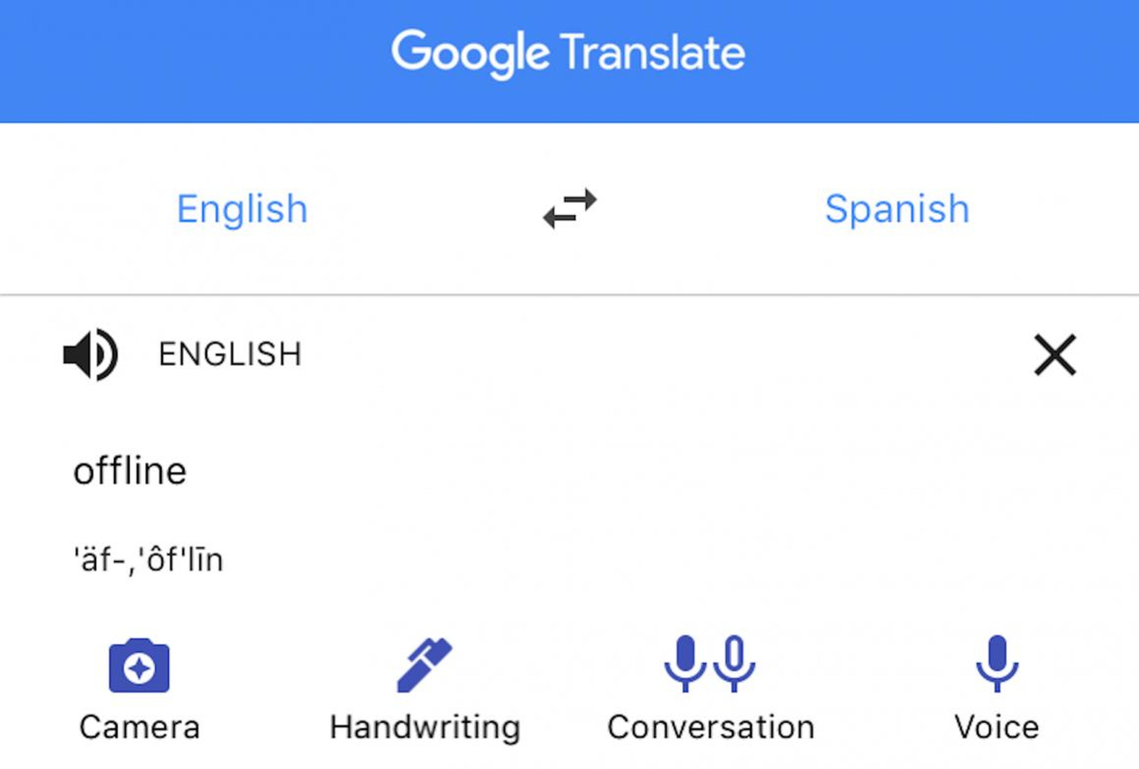 Tap a language on either side of the translate divide to download it.