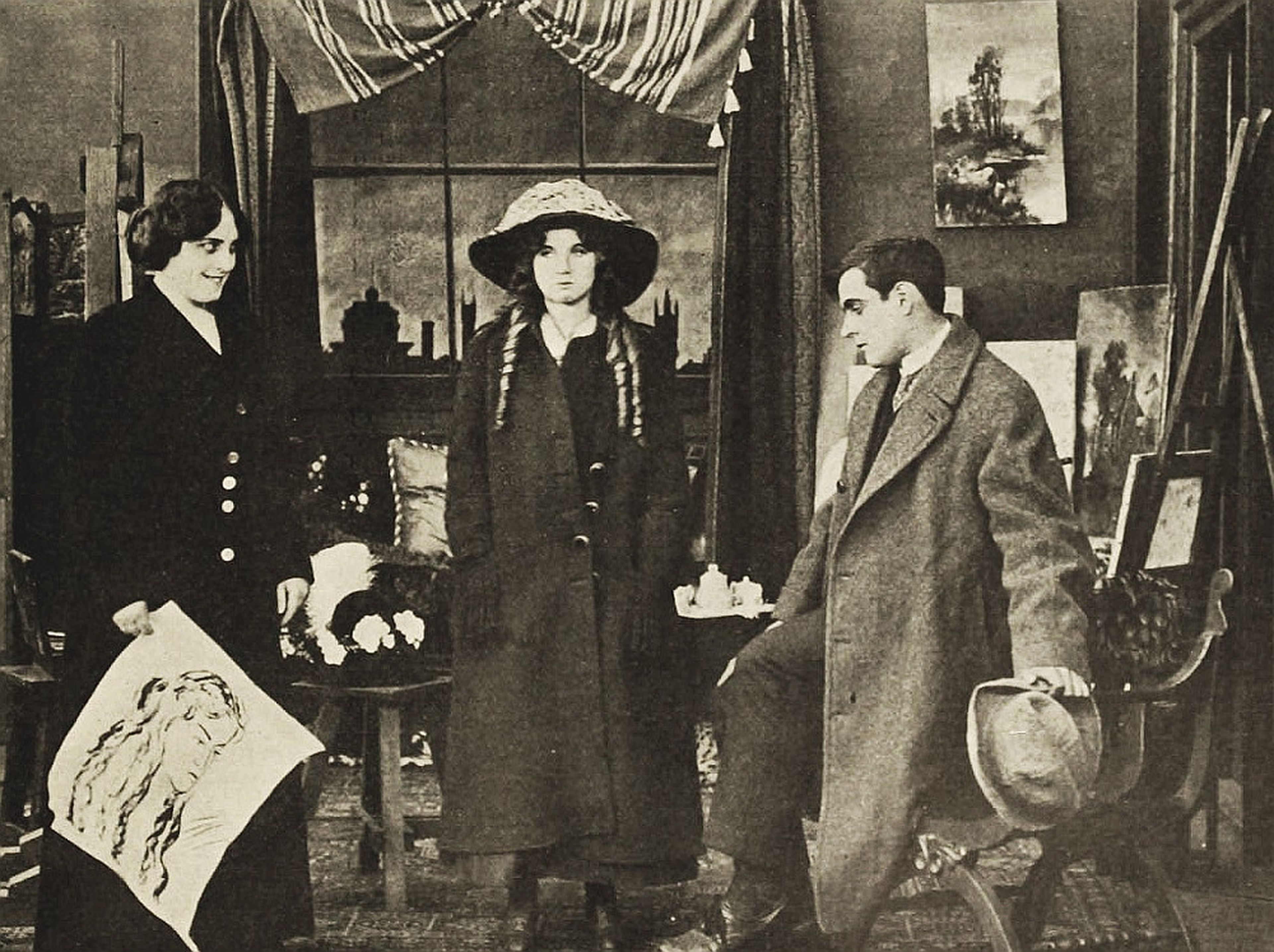 Florence Lawrence en el centro de la imagen, en una escena de A Head for Business (1911)