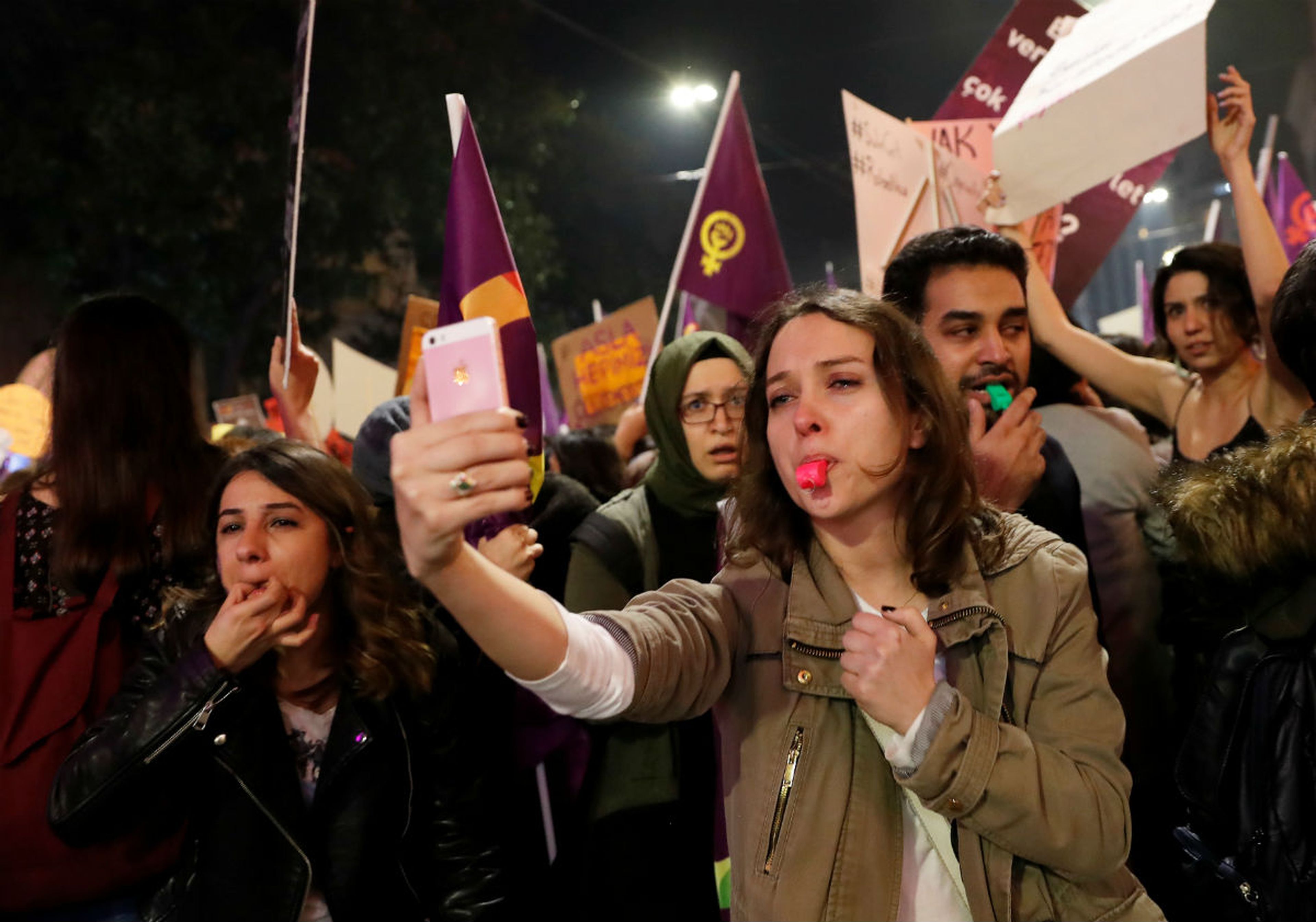 Manifestación feminista en Estambul.
