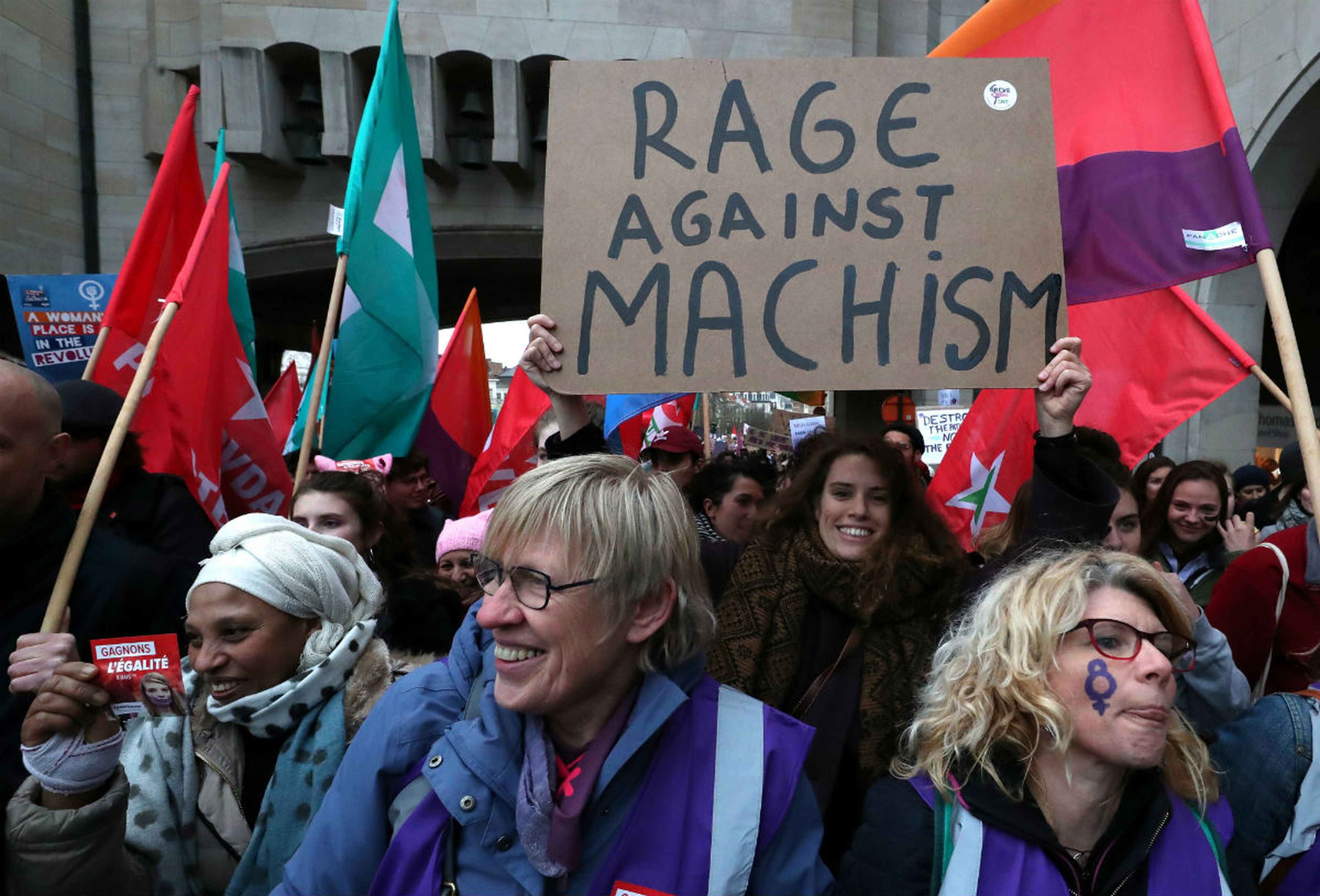 Mujeres manifestándose en Bruselas.