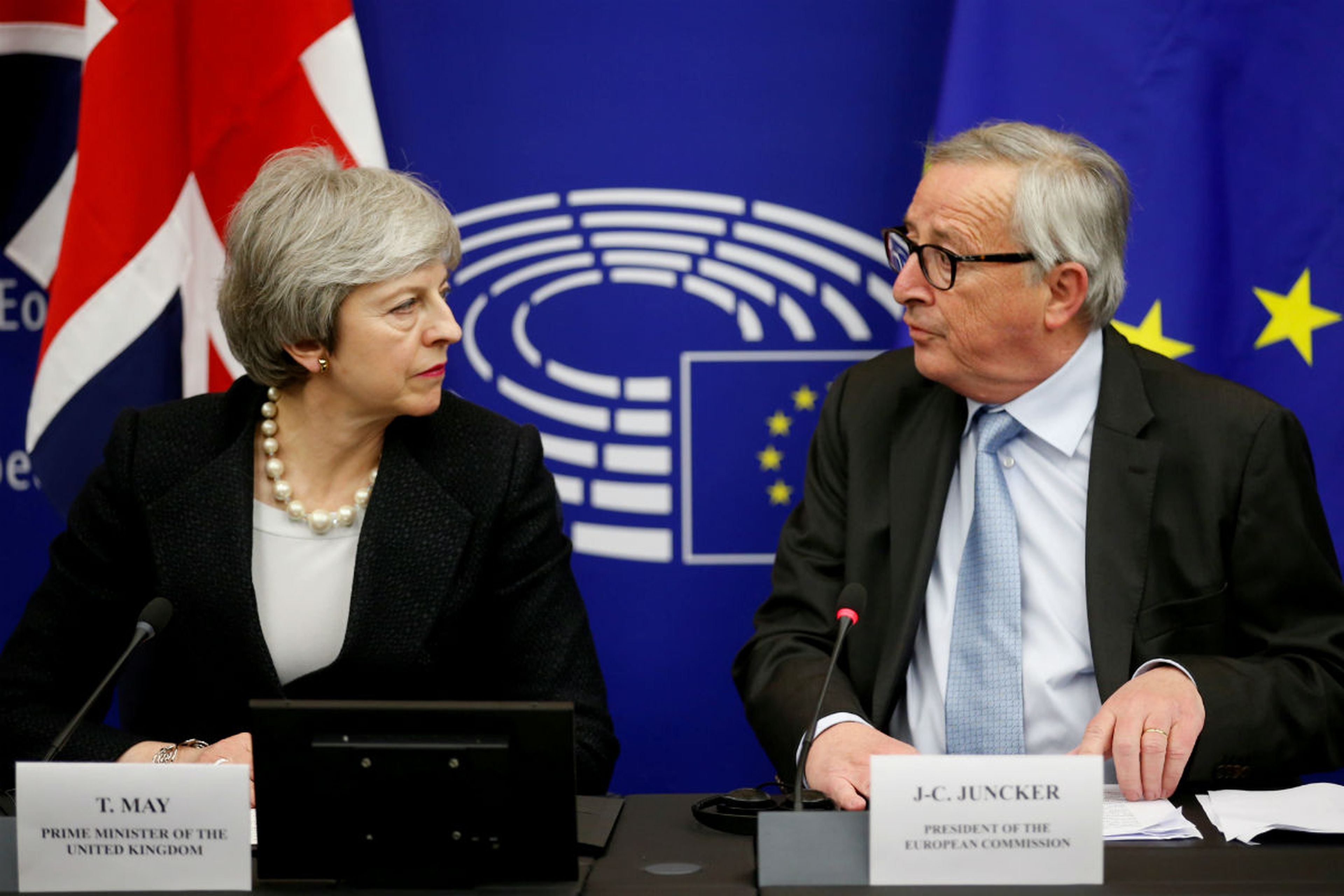Theresa May y Jean-Claude Juncker, en la conferencia conjunta del pasado lunes.