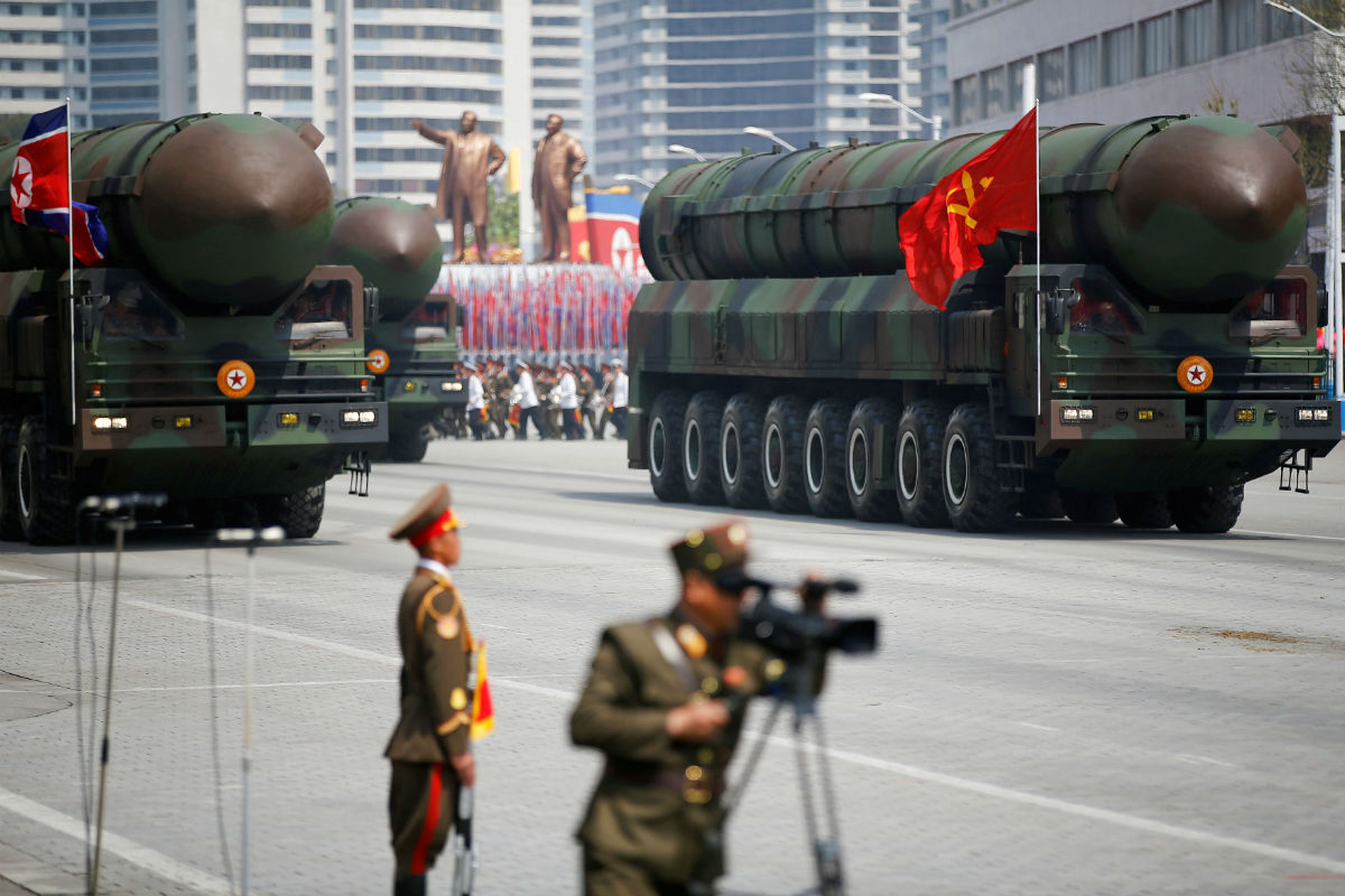 Una echibición militar en Corea del Norte.