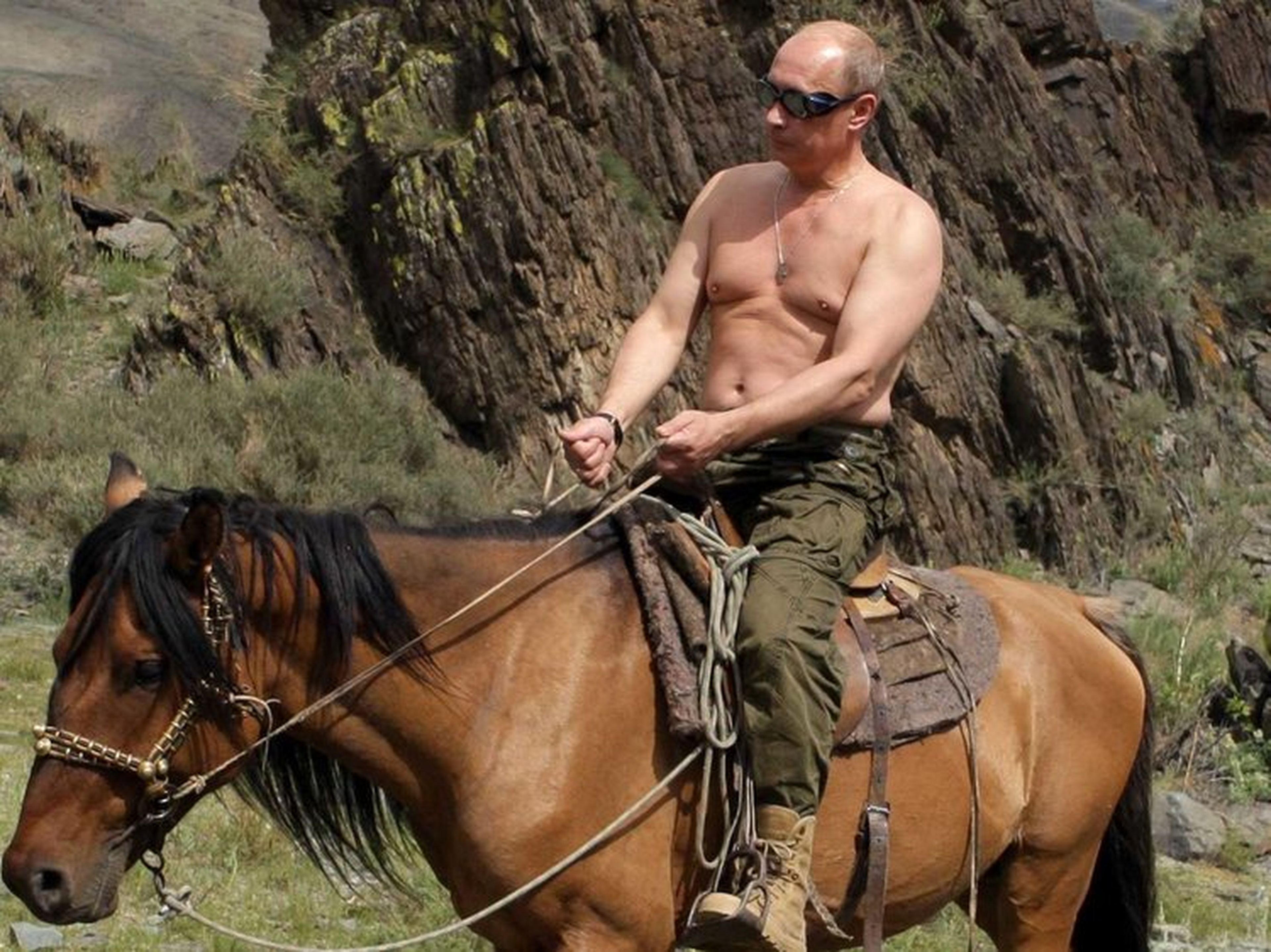 Vladimir Putin, a lomos de un caballo