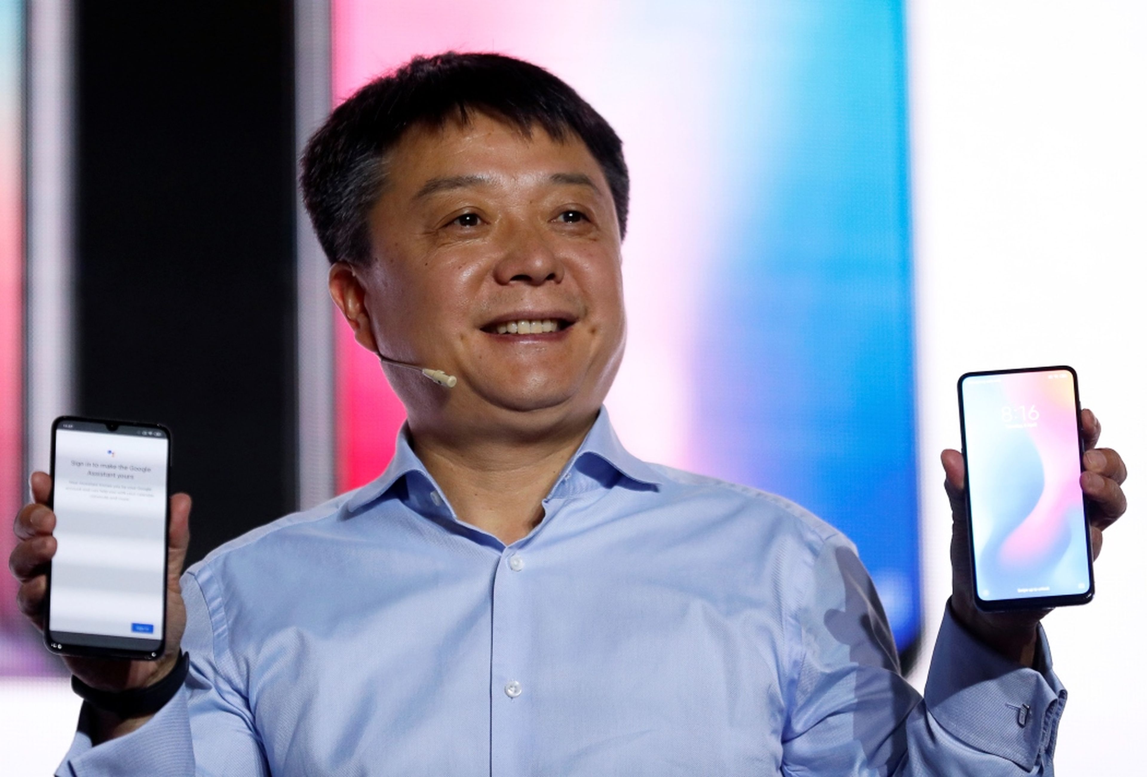 El vicepresidente senior de Xiaomi, Xiang Wang, en el Mobile World Congress 2019 de Barcelona.