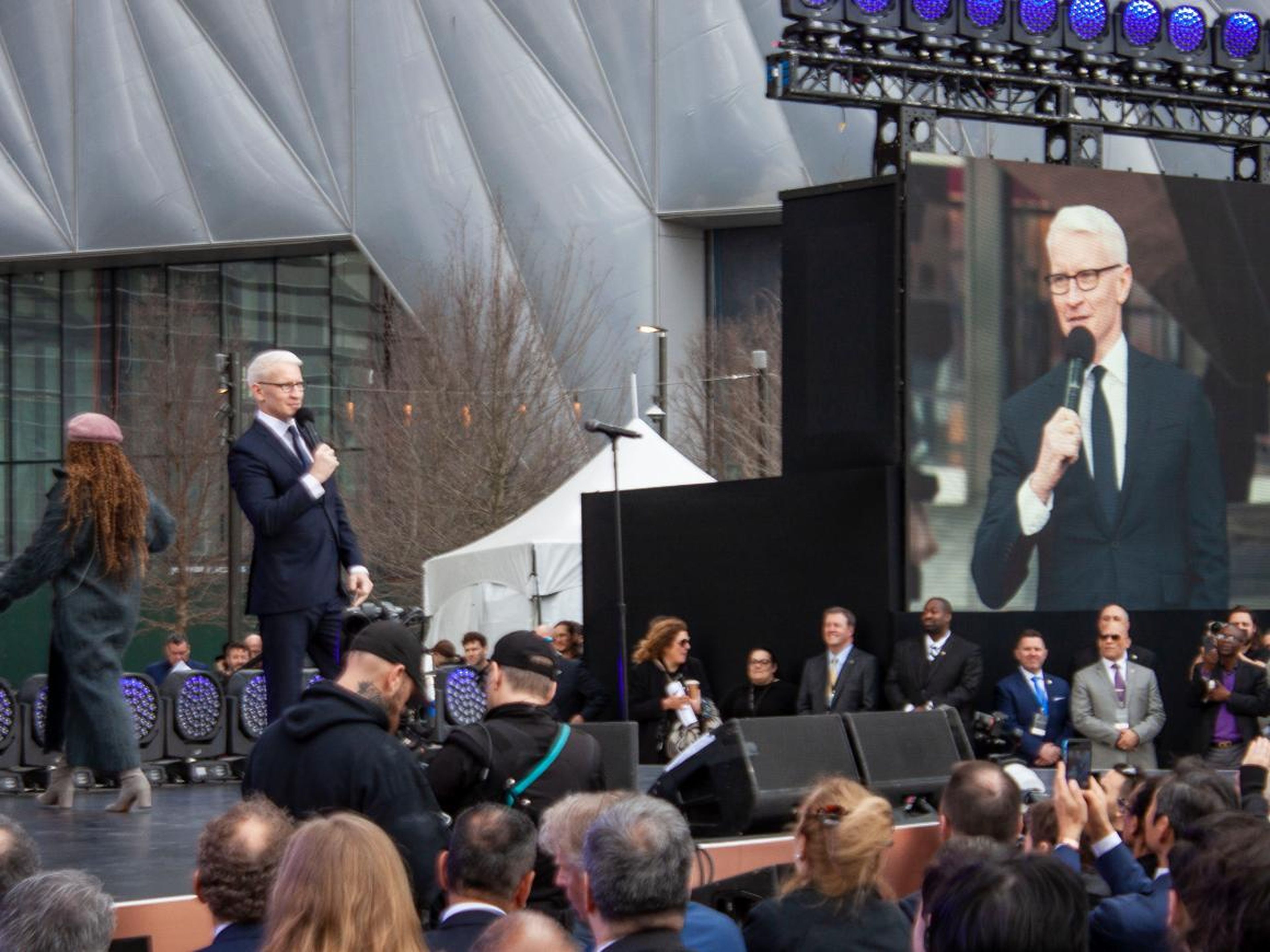 Musician Andra Day performed and CNN's Anderson Cooper told the crowd about how his company will eventually be moving into a Hudson Yards office.