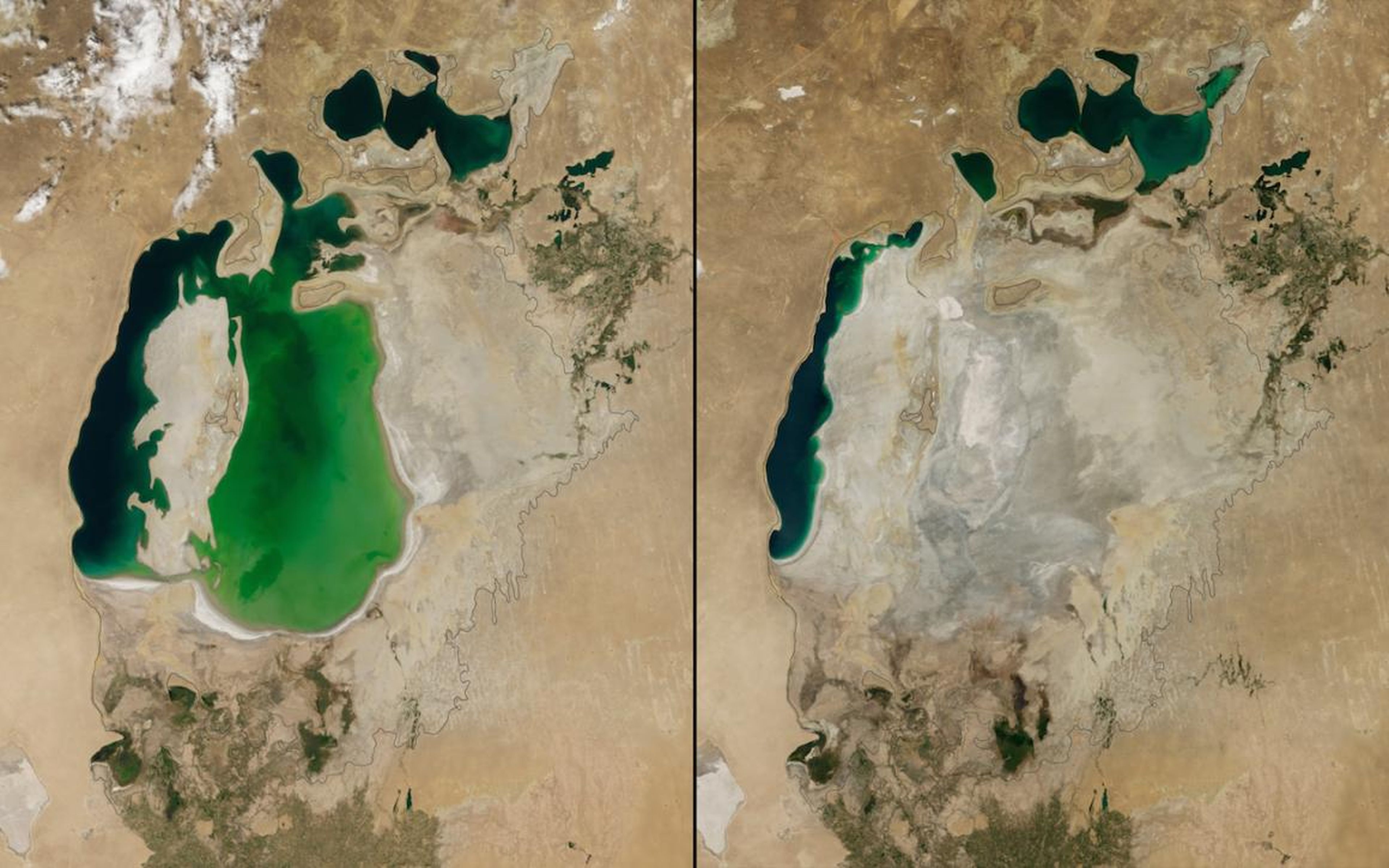 Una imagen del Mar de Aral de la NASA