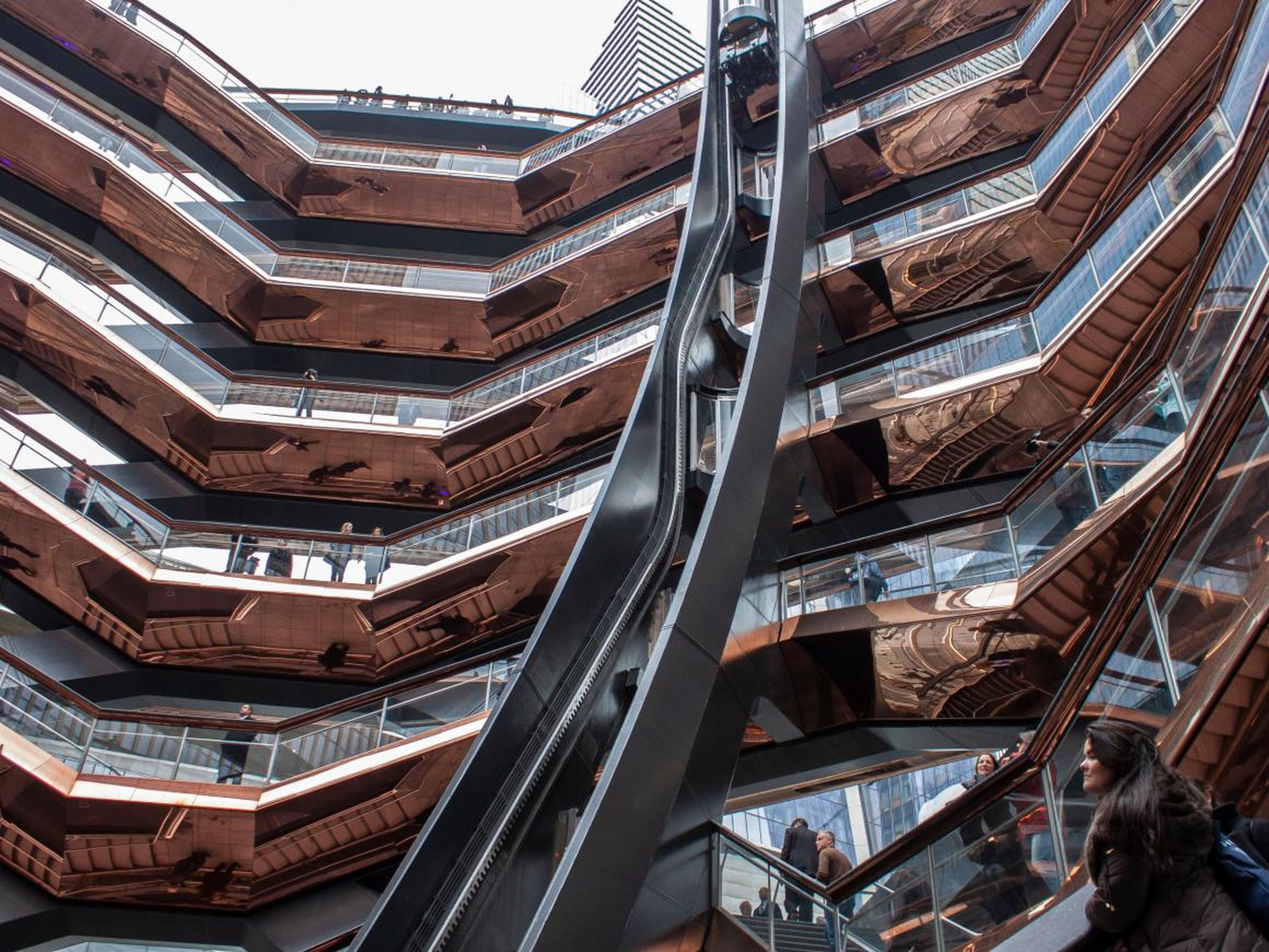 Designed by Thomas Heatherwick, the structure is made up of 154 interconnected stairways, nearly 2,500 individual steps, and 80 landings.